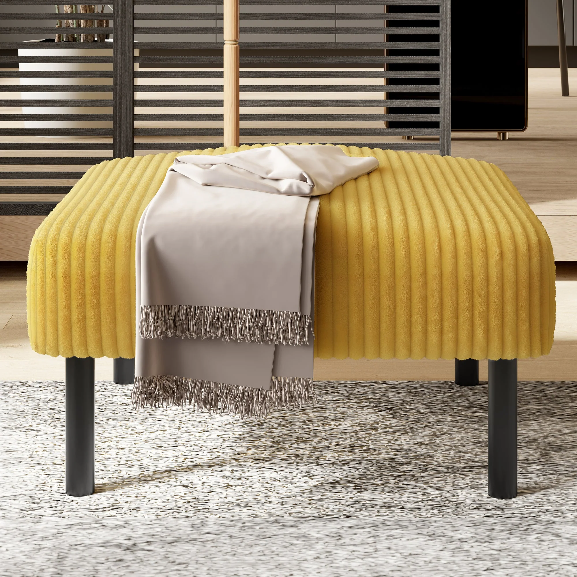 Corduroy Stool - Metal Frame, Super Soft Velour - Premium - Image 5