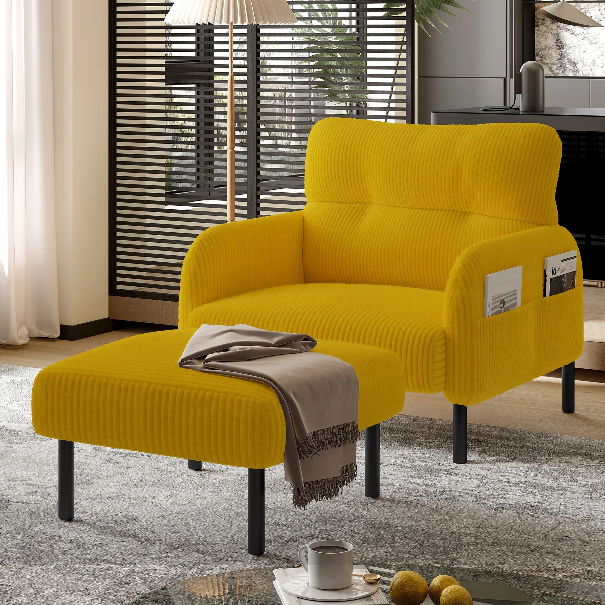 Corduroy Stool - Metal Frame, Super Soft Velour - Premium - Image 6