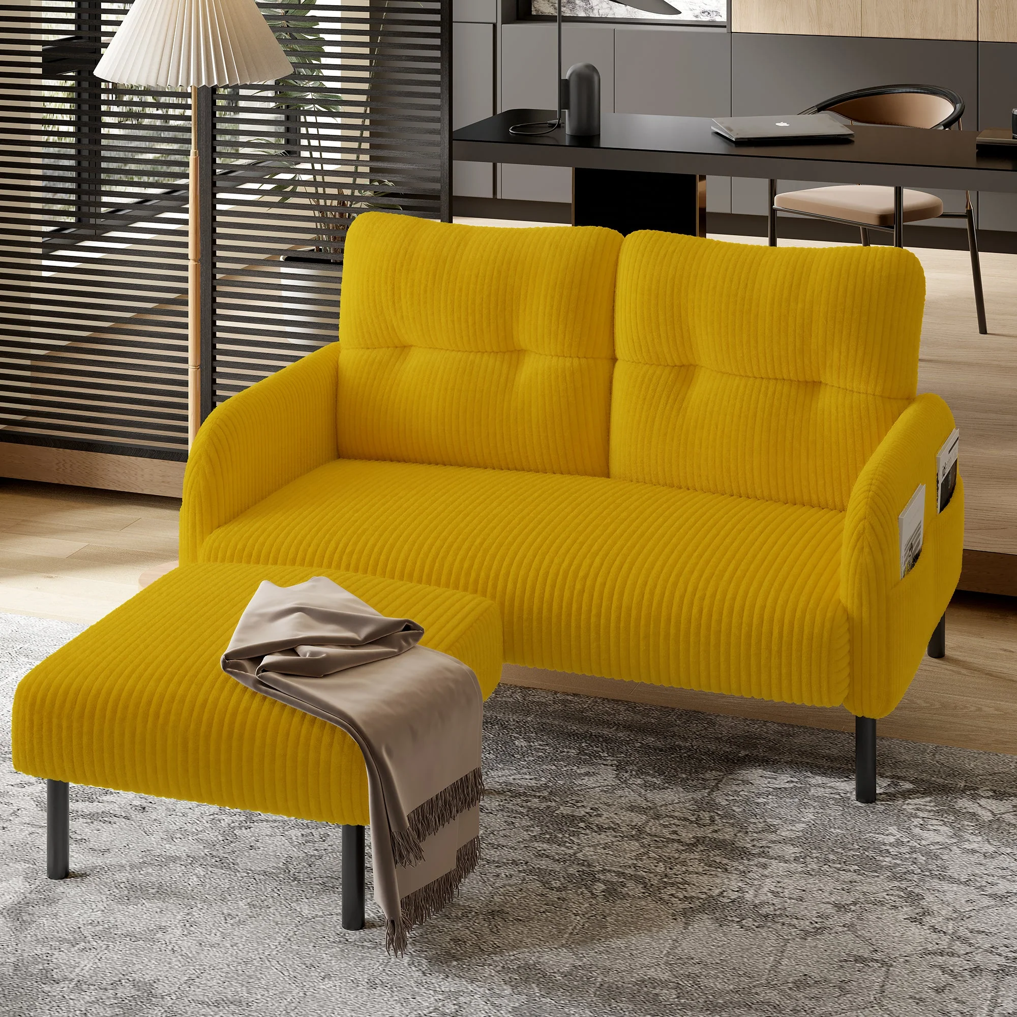 Corduroy Stool - Metal Frame, Super Soft Velour - Premium - Image 7