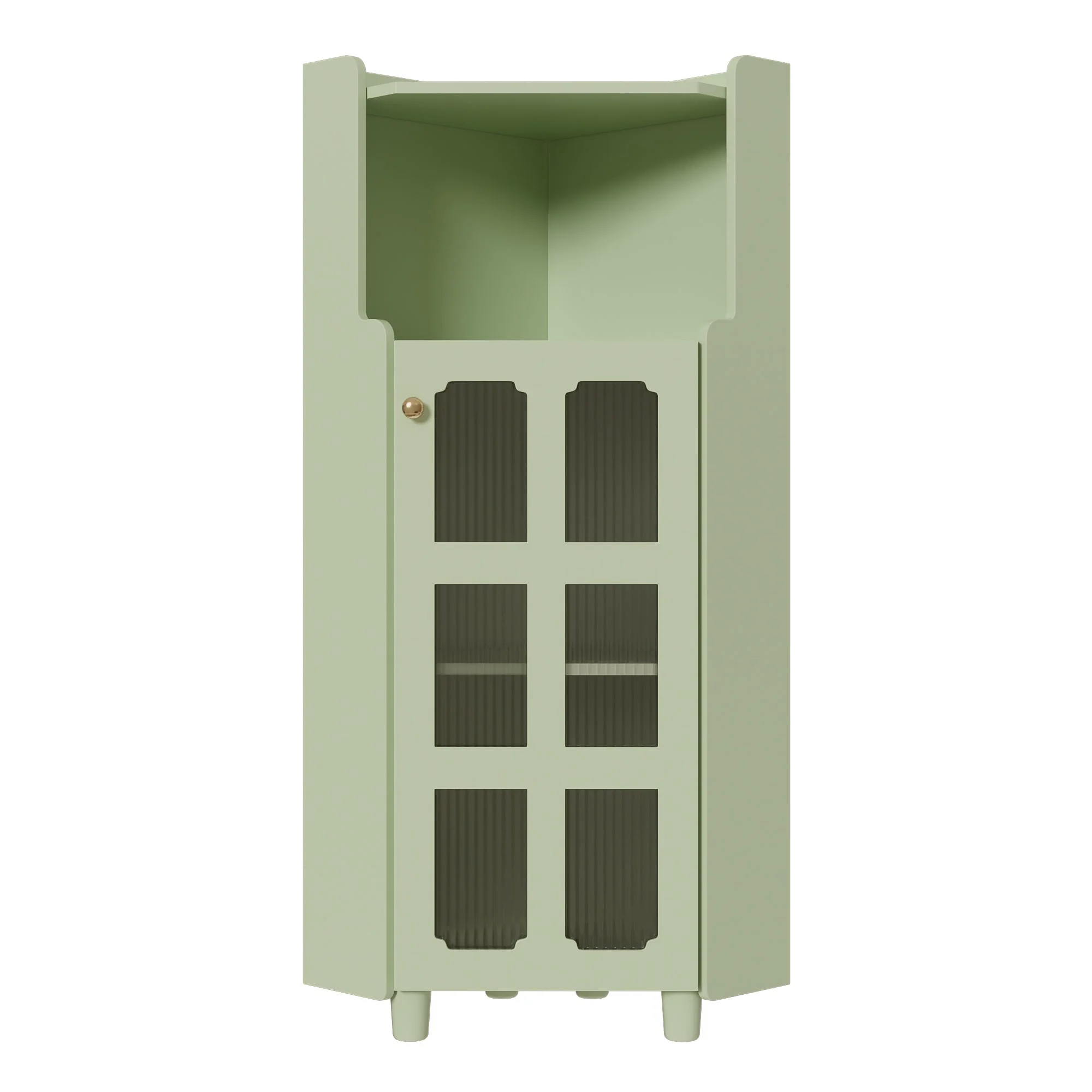 Corner Cabinet LED App Control Lacquered Finish 63.5x124cm - Green - Image 10