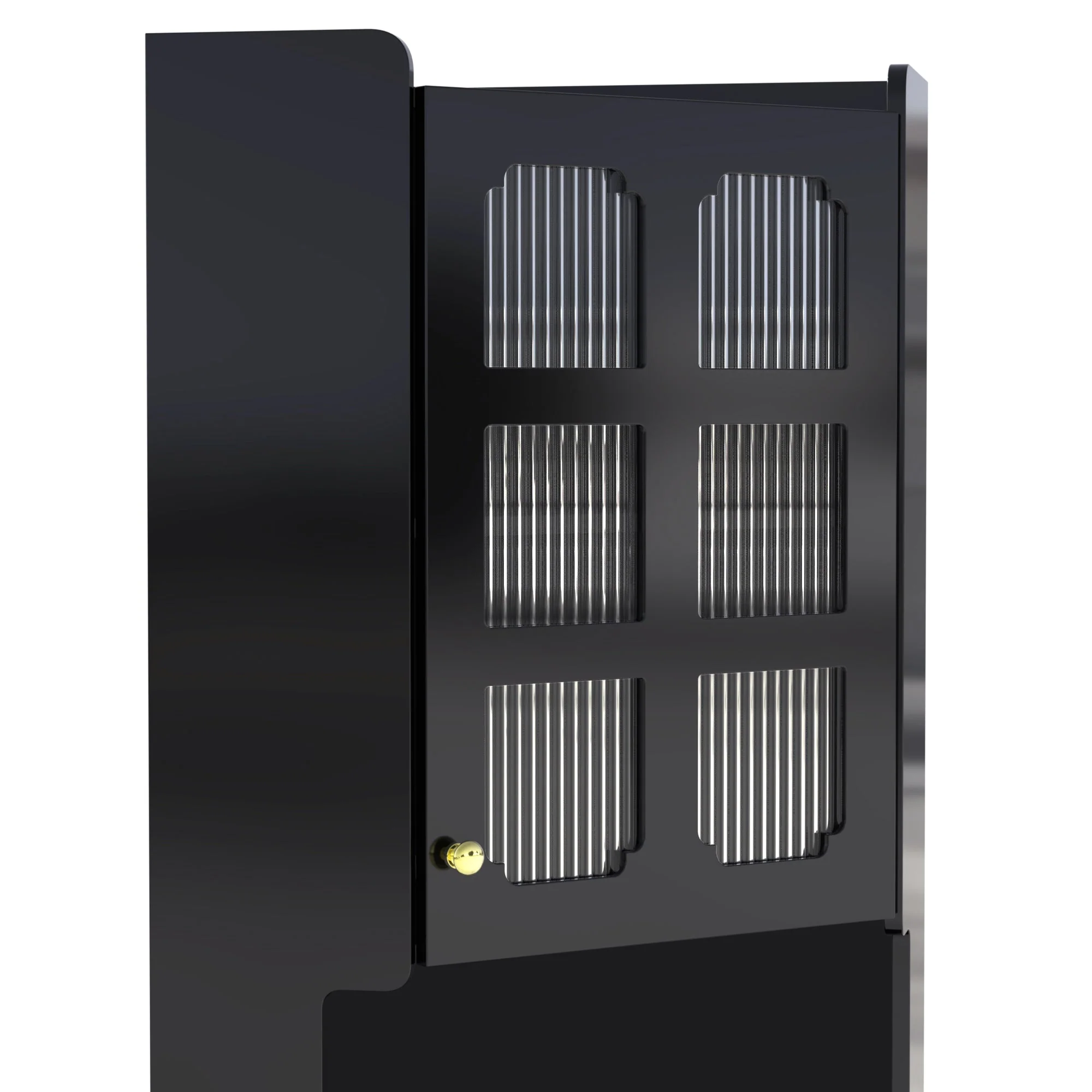 Corner Cabinet Multifunctional LED Storage - Black Lacquer Finish - Image 10