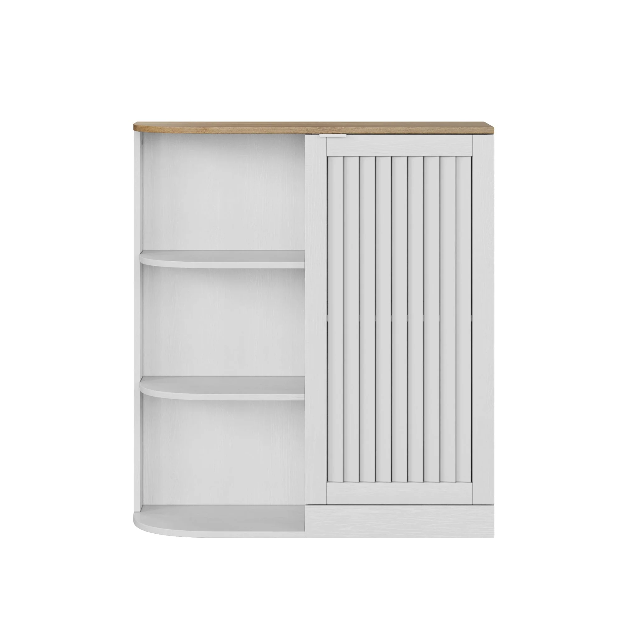Corner Cabinet with Mesh Doors and Adjustable Shelves, White and Oak - Image 10