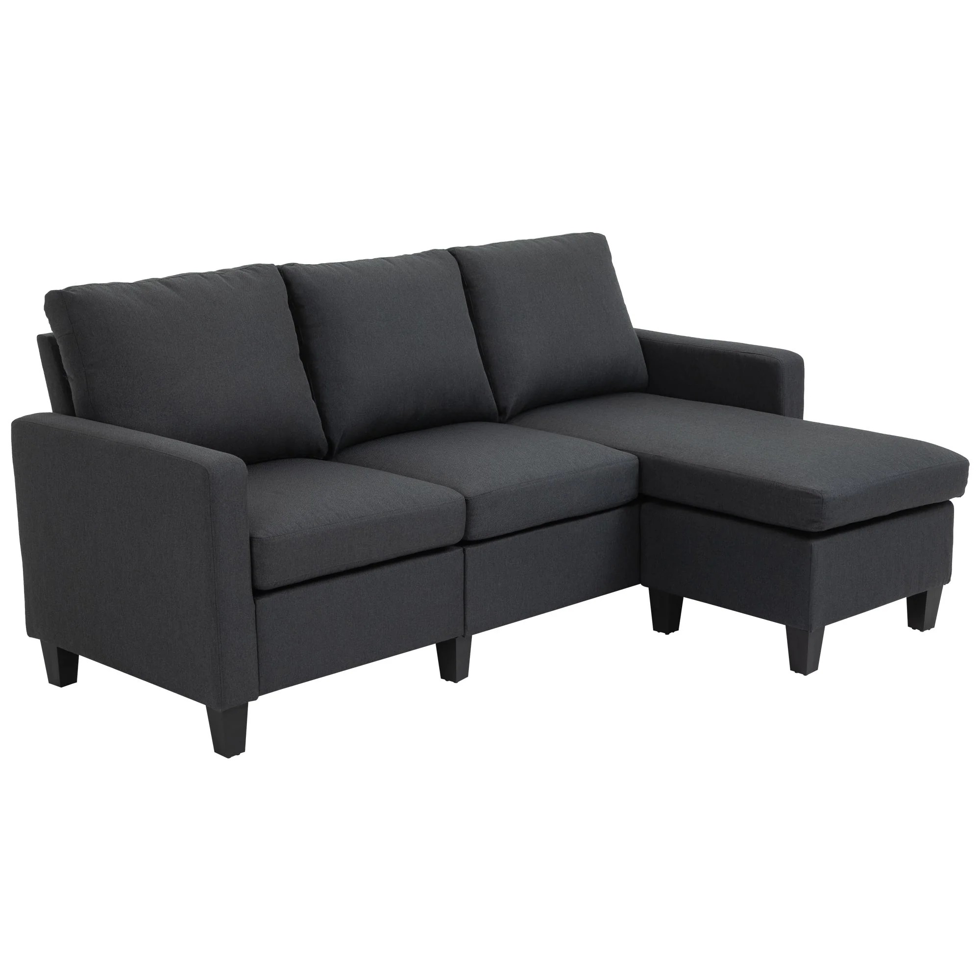 Corner Sofa L-Shape Reversible Chaise Longue 197x139x91cm Dark Grey Linen