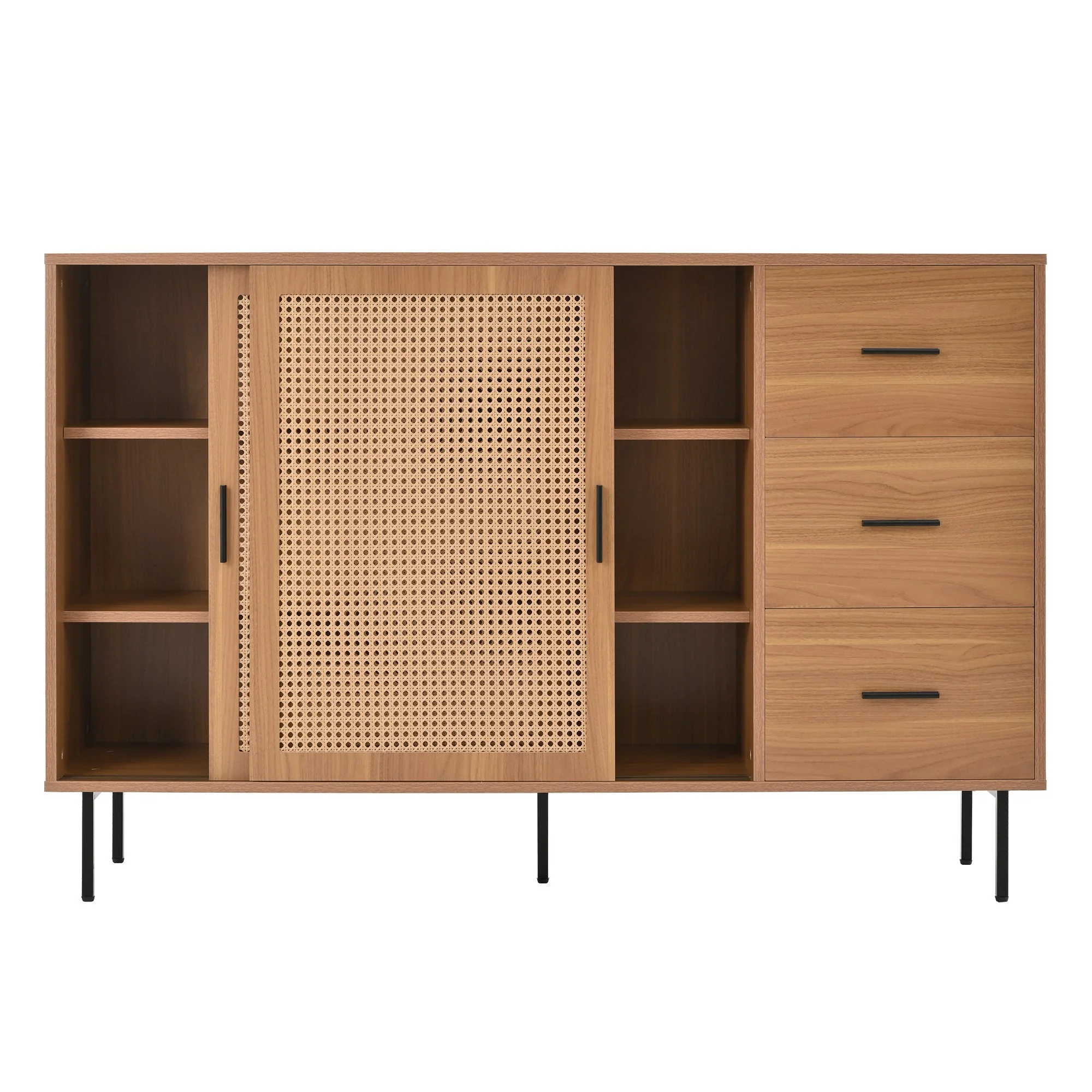 Country-style sideboard with two sliding doors and three drawers, adjustable shelves, in wood. - Image 10