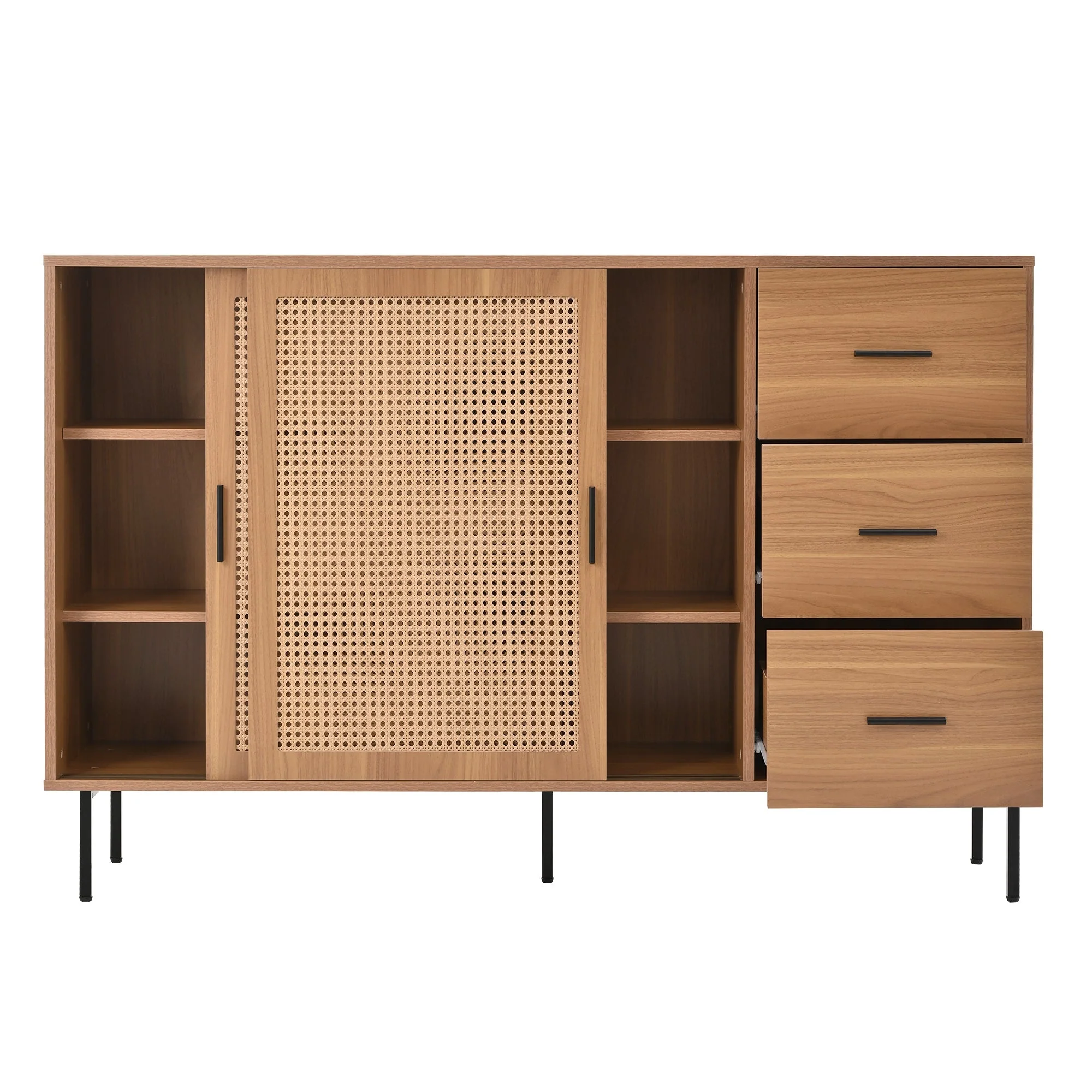 Country-style sideboard with two sliding doors and three drawers, adjustable shelves, in wood. - Image 8