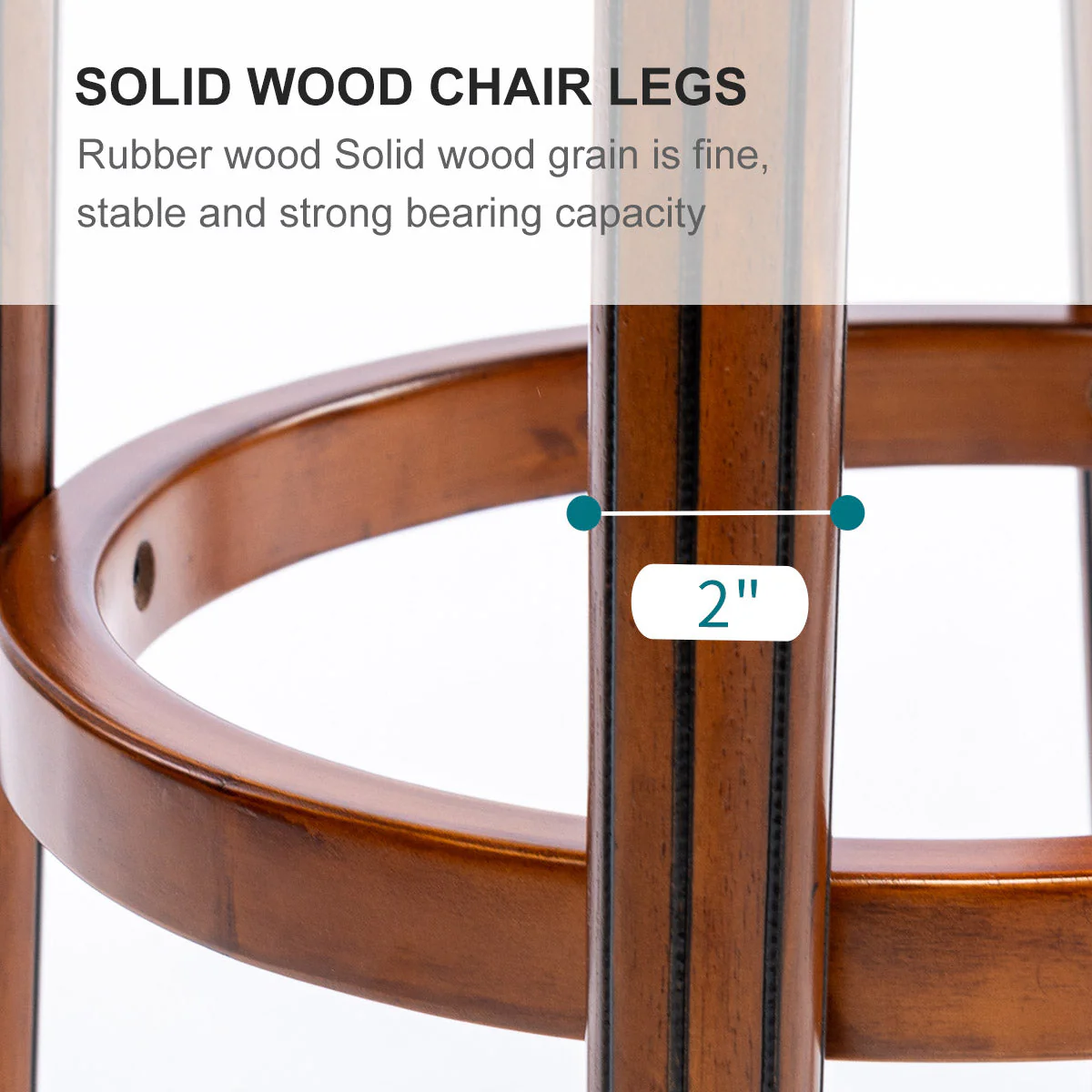 Cow Top Leather Wooden Bar Stools, 360° Swivel with Backs - Image 8