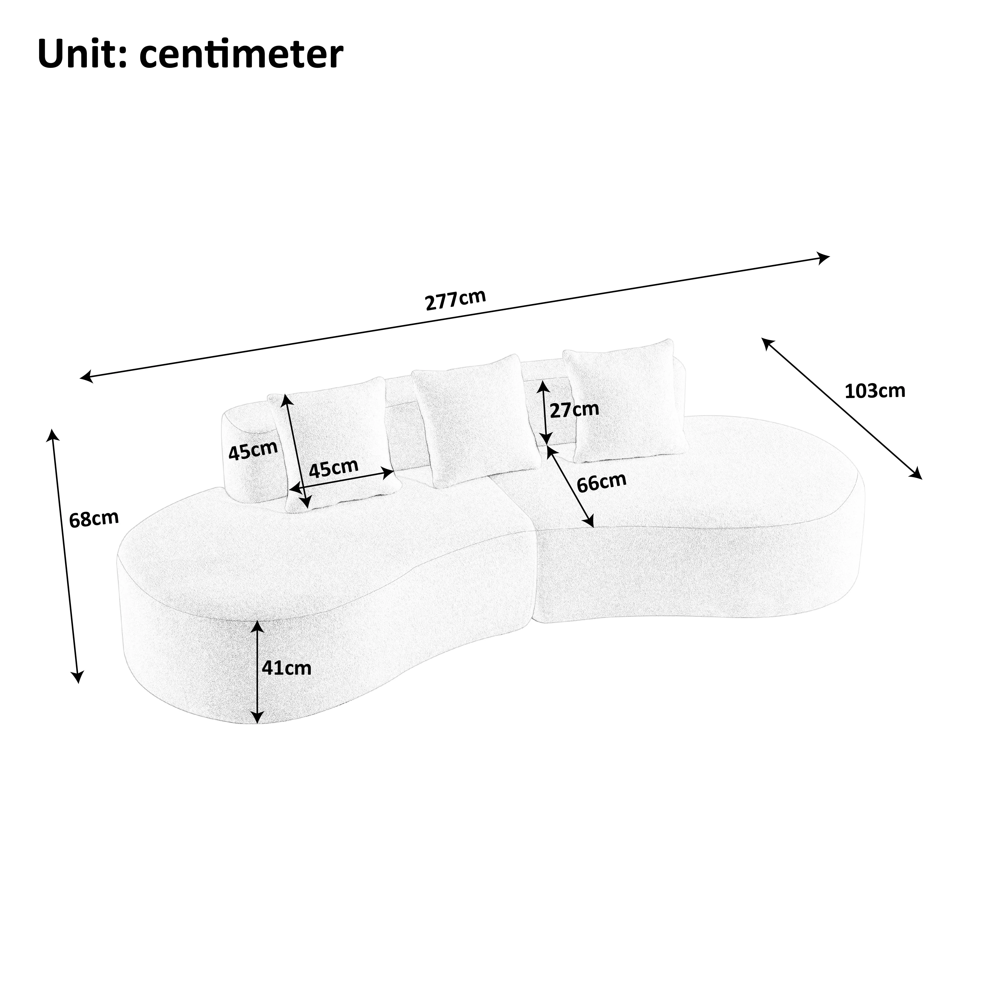 Curved Sectional Sofa 3-Seater Modern - Image 4