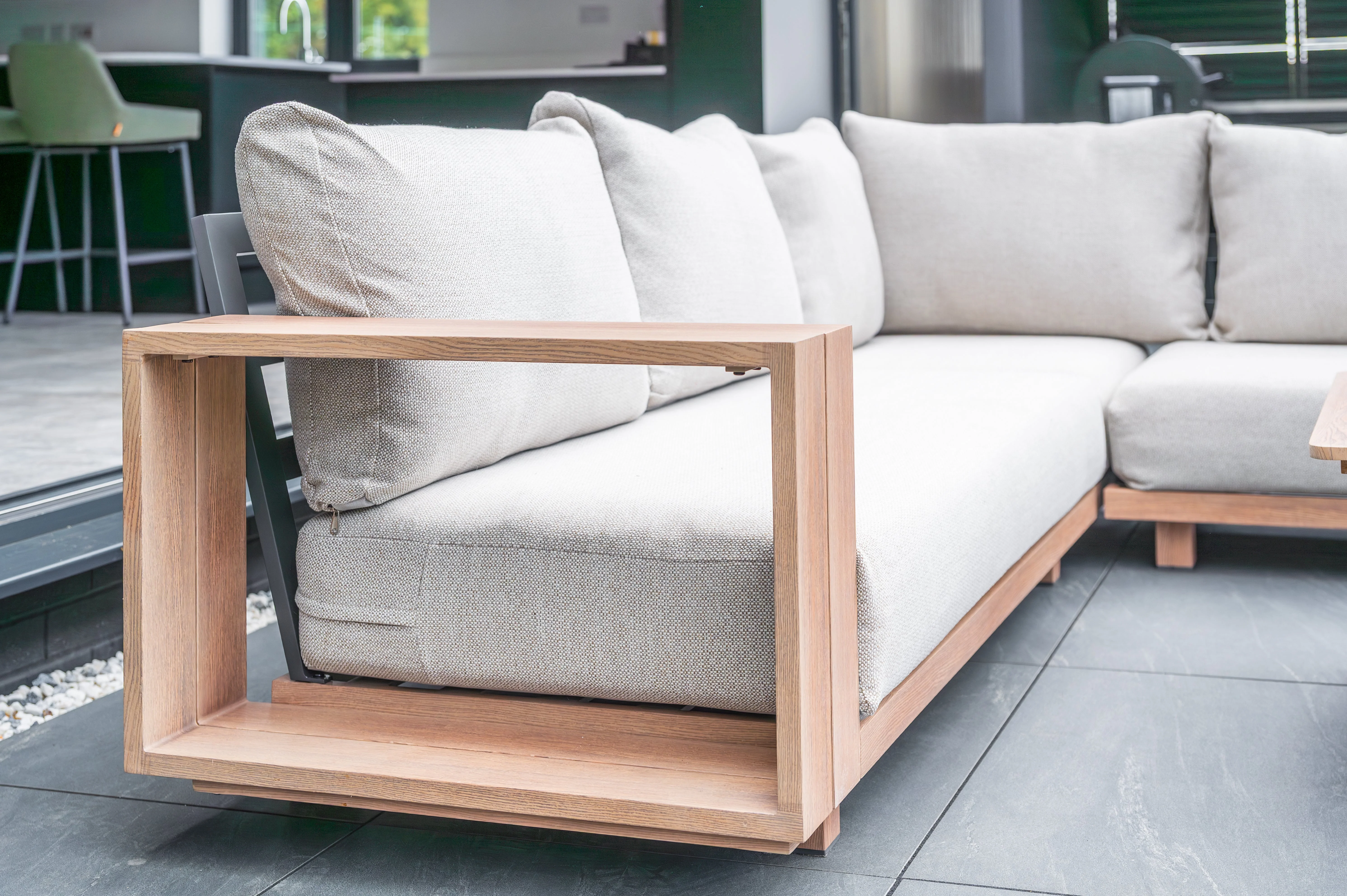 Darlington - Wood look Aluminium Corner Sofa Set with Coffee Table - Image 3