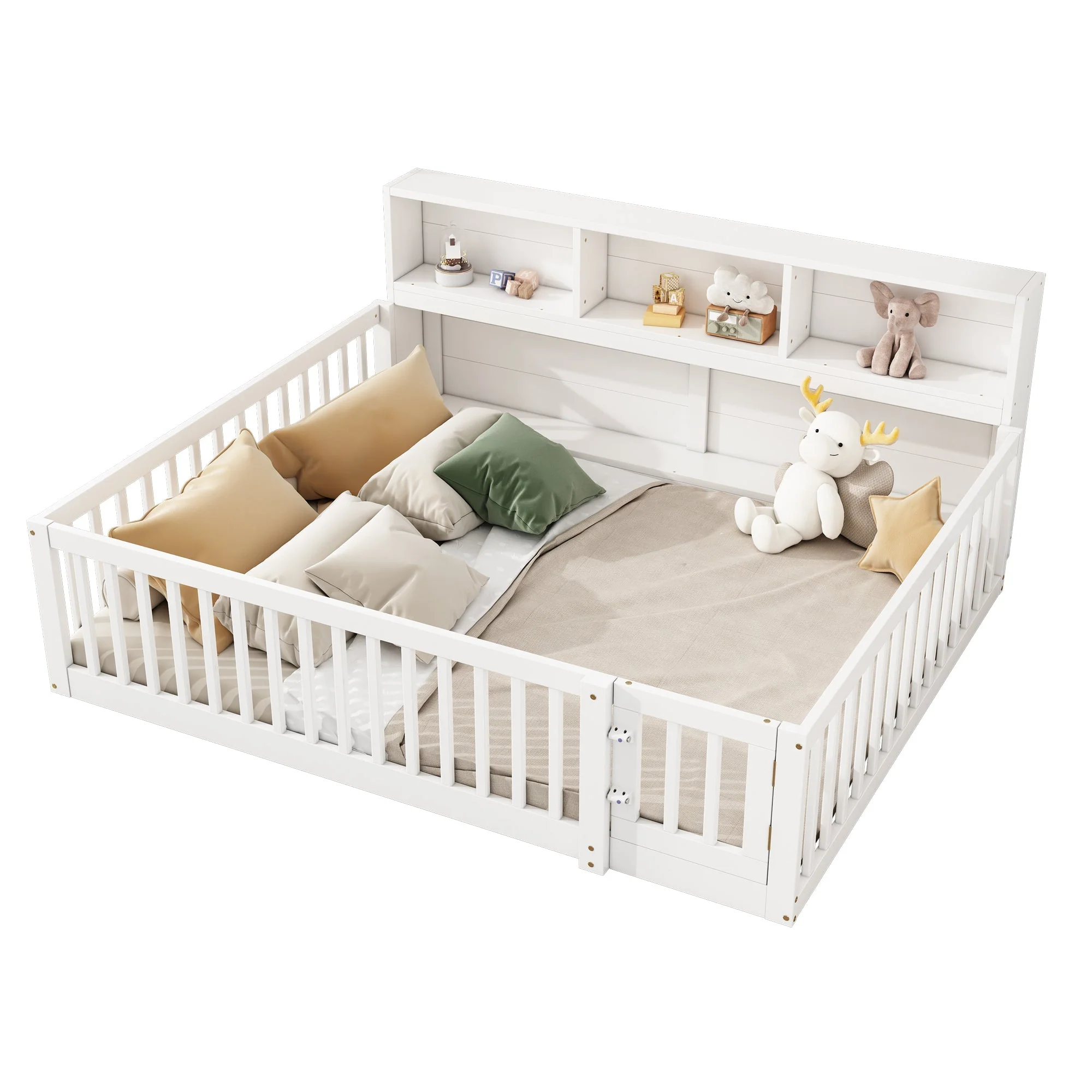 Daybed Sofa Bed 140x200cm Storage Compartment Slatted Base Pine Wood White - Image 7