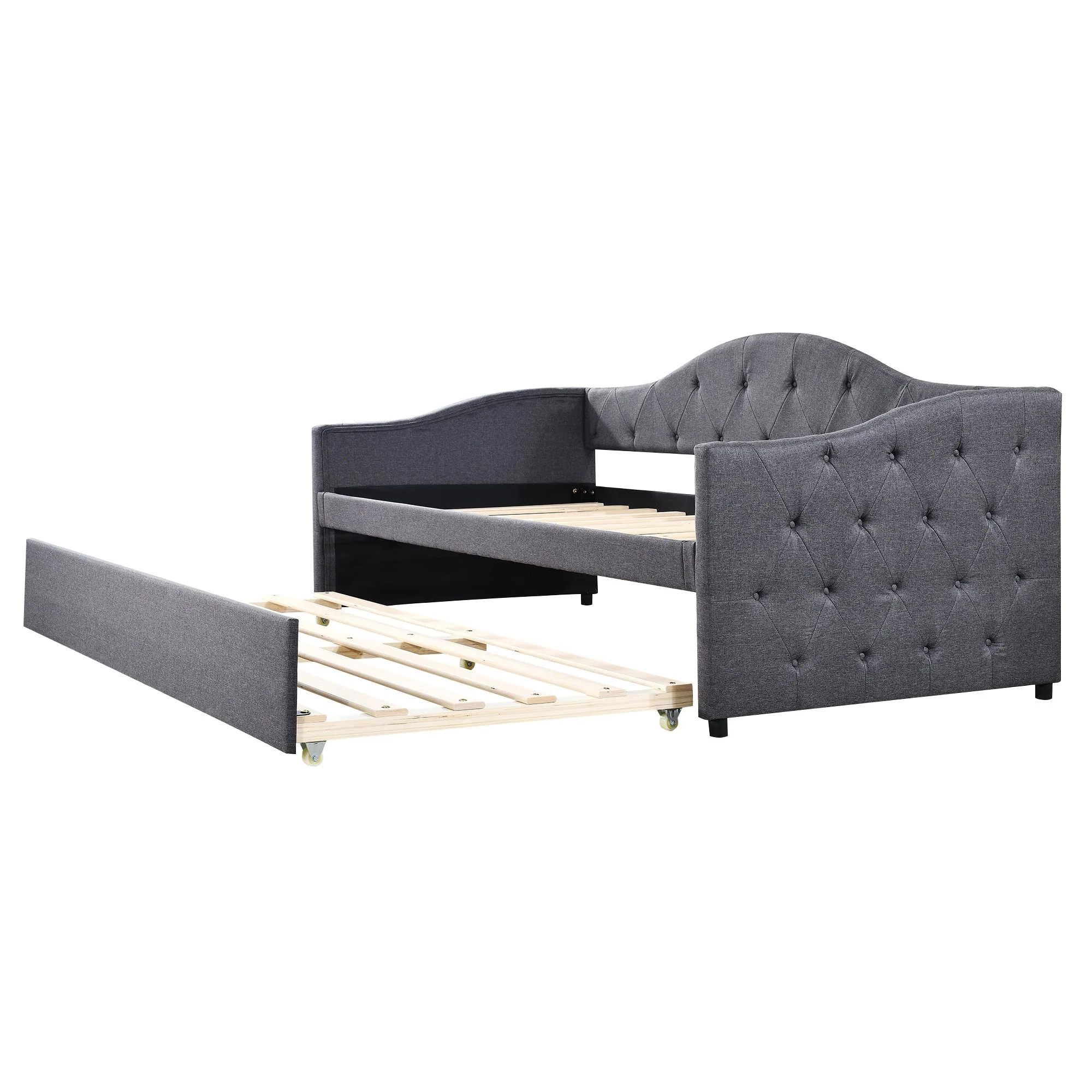 Daybed Sofa Bed 90x200cm Pull-out Bed Minimalist - Linen Grey - Image 9