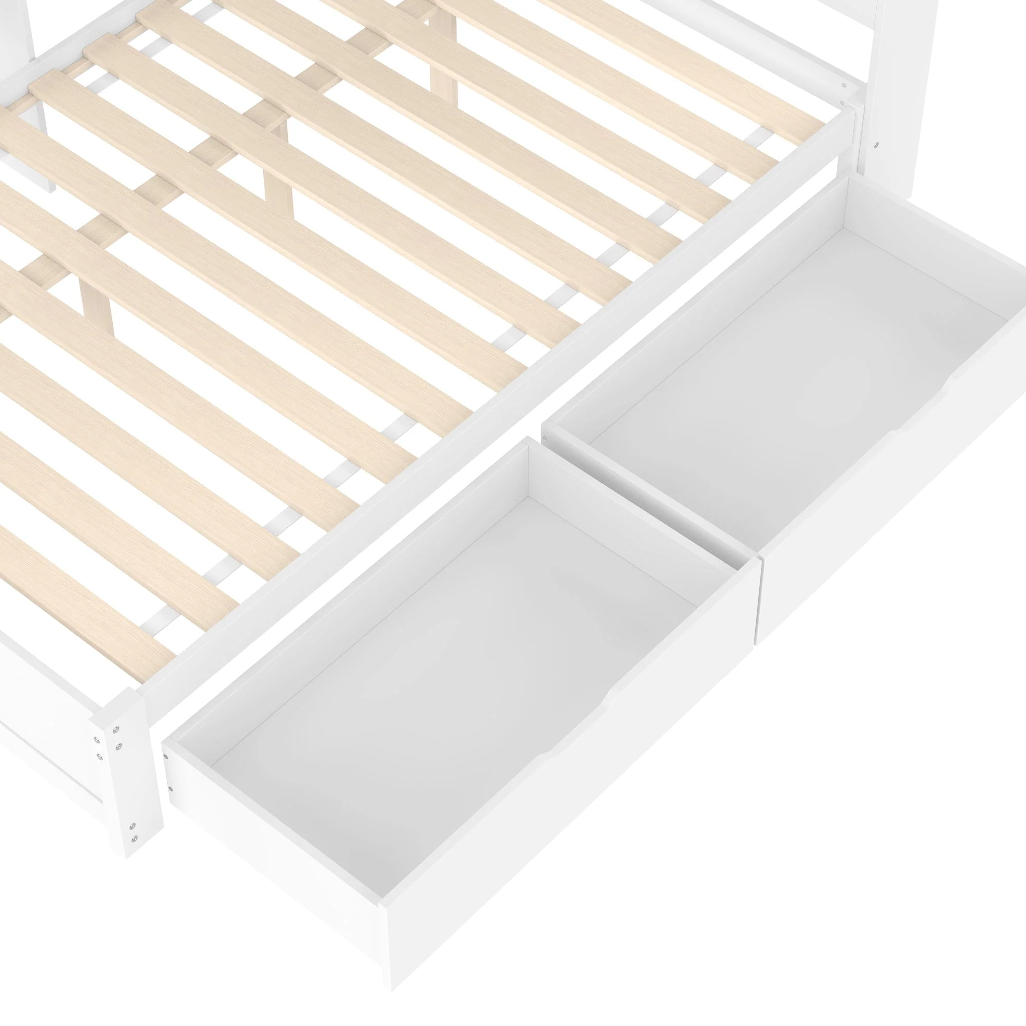 Daybed with 2 Drawers and USB Charging Ports, 140 x 200 cm, White Chipboard - Image 10