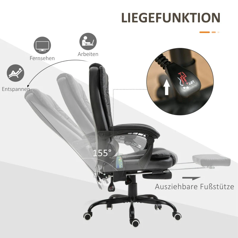 Desk Chair 7-Point Massage Swivel Height-Adjustable Footrest - Image 3