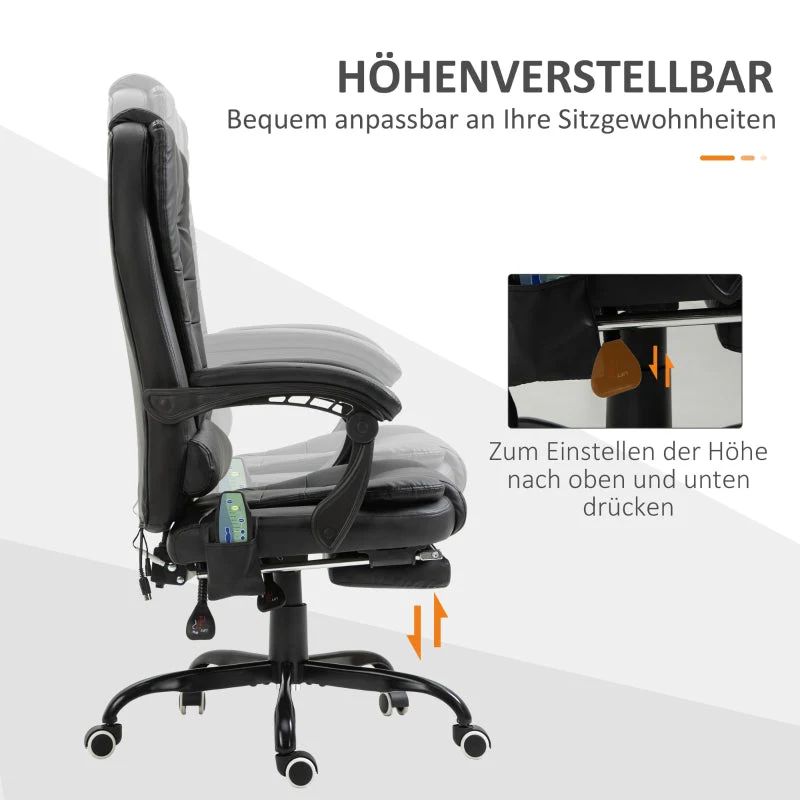 Desk Chair 7-Point Massage Swivel Height-Adjustable Footrest - Image 4