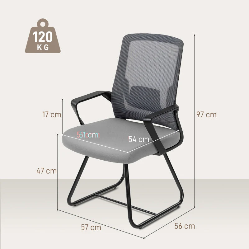 Desk Chair No Wheels, Office Chair Mesh Back Lumbar Support Metal Base, Dark Grey - Image 5
