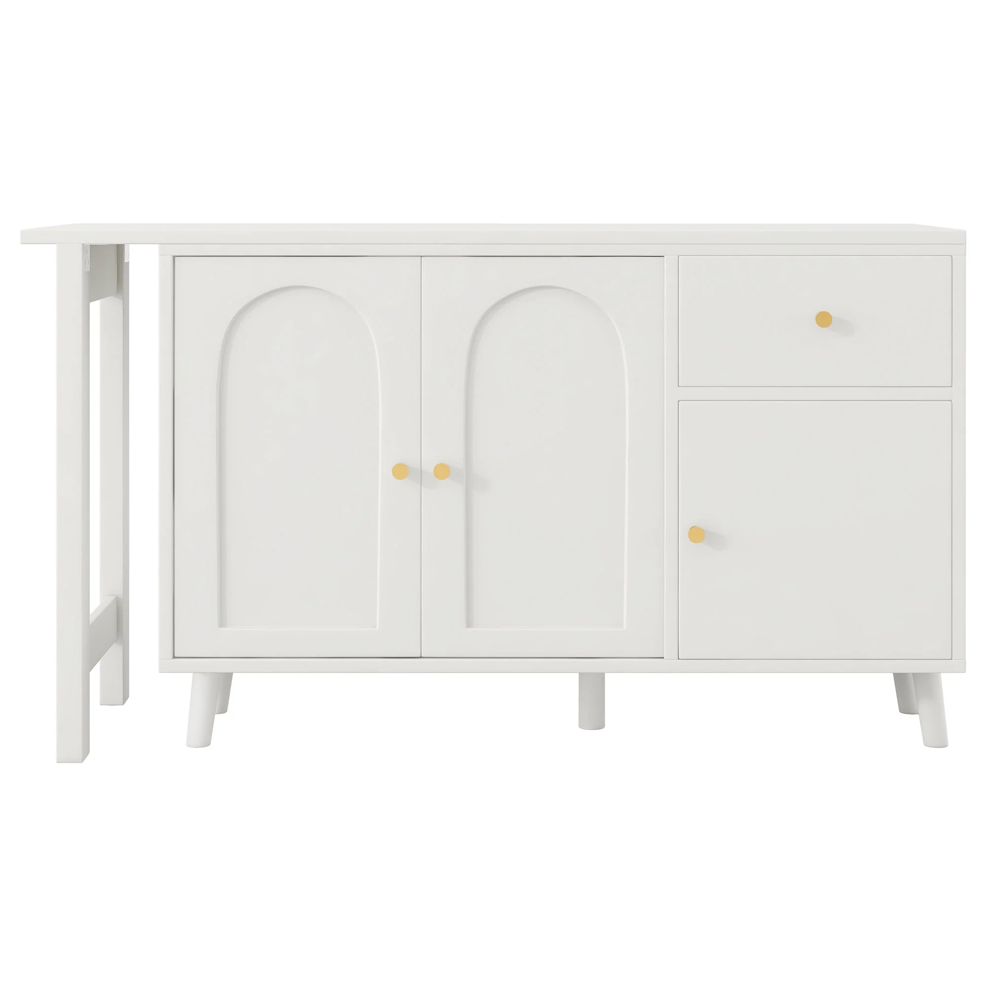 Desk & Sideboard, 2-in-1 360° Rotatable with 3 Doors & 1 Drawer - Image 9