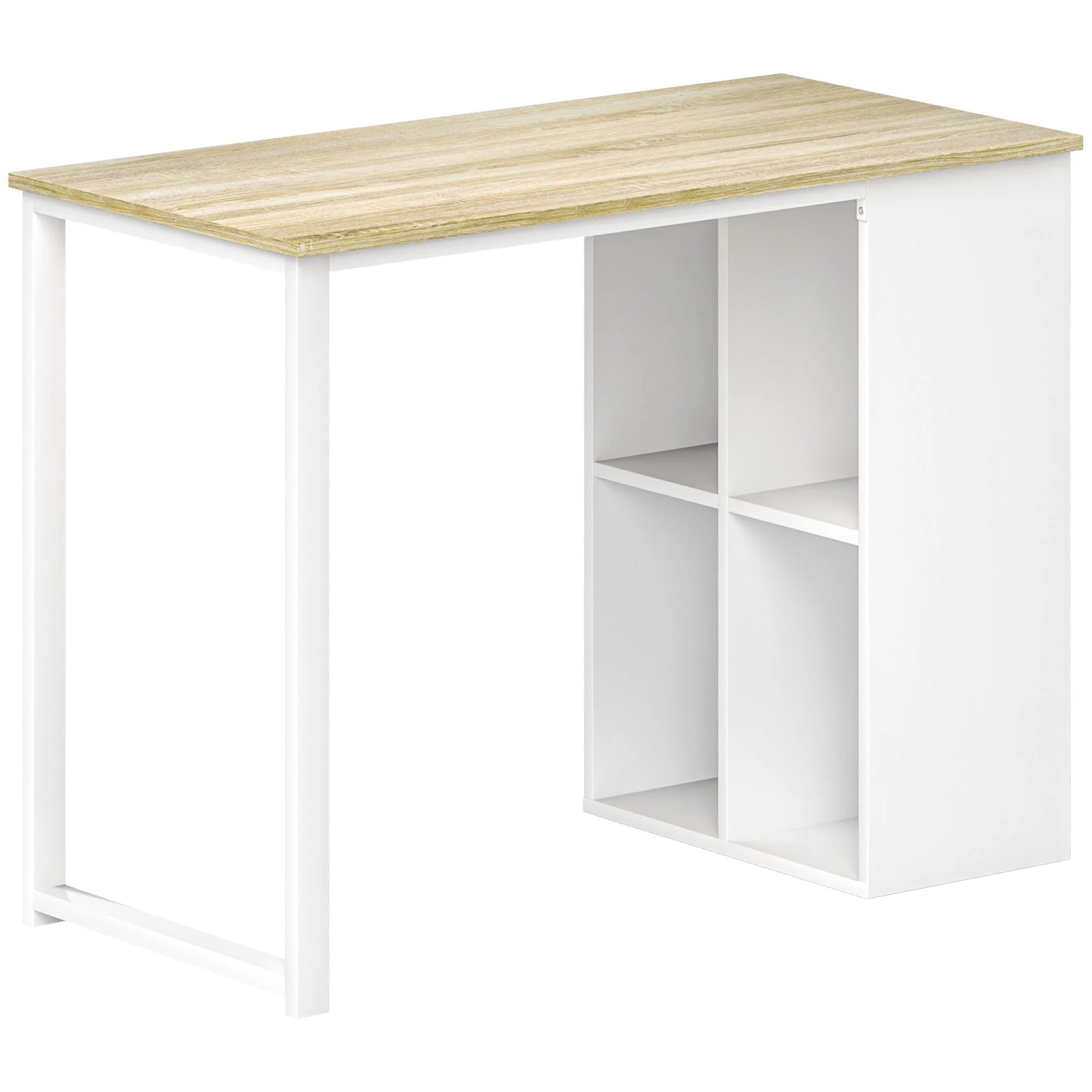 Desk with Storage, Steel Frame, Oak - Image 2