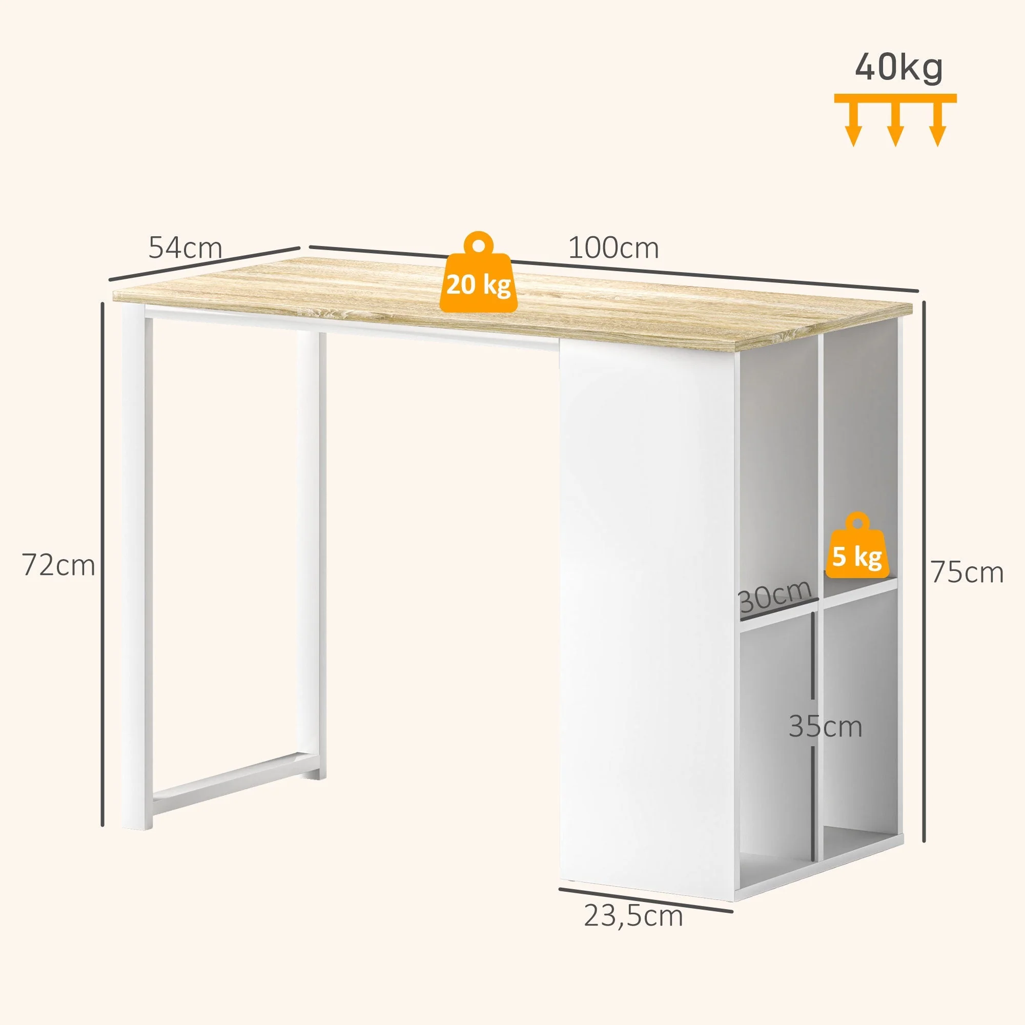 Desk with Storage, Steel Frame, Oak - Image 3
