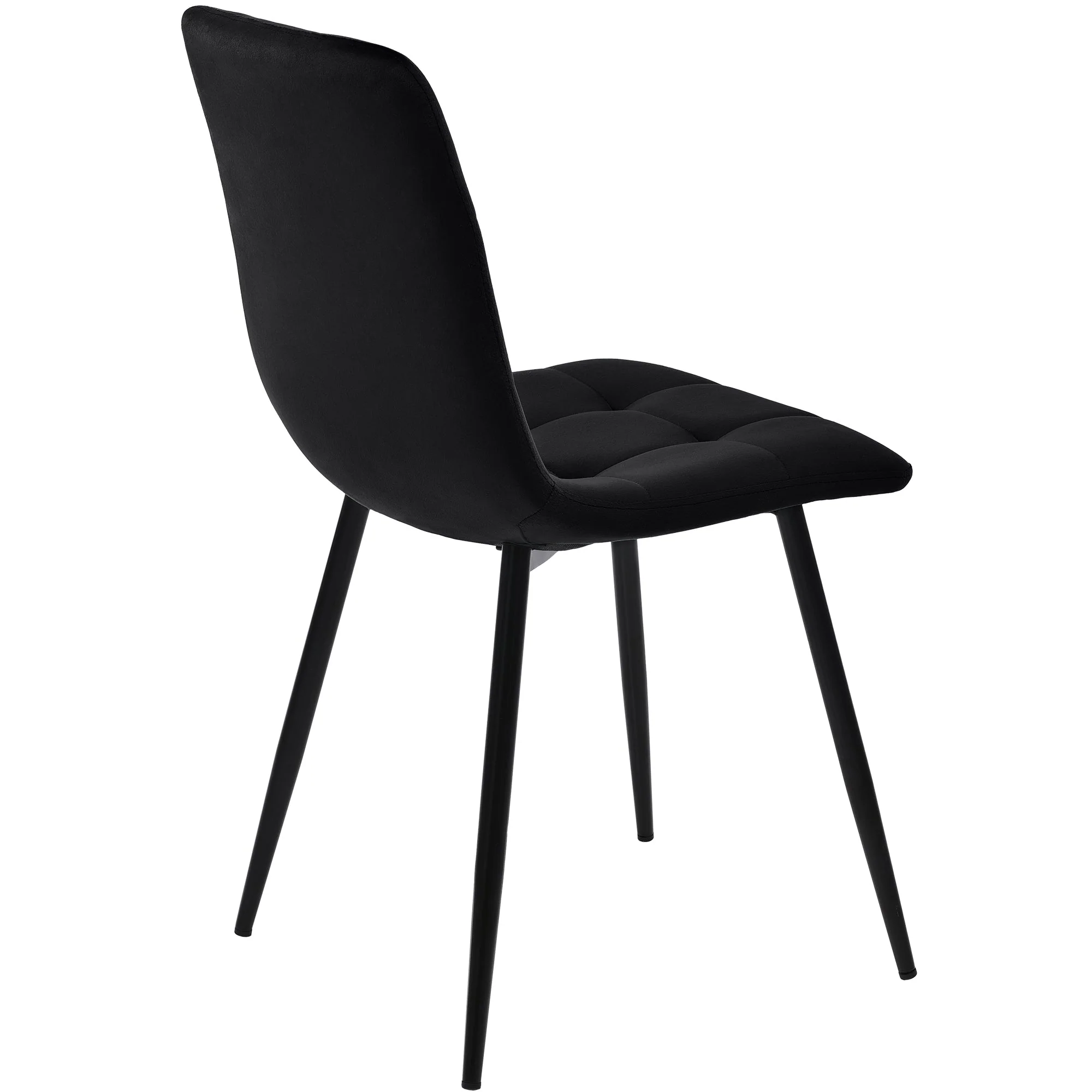 Dining Chair (4 pcs), Upholstered Chair with Backrest, Black Velvet Seat and Metal Frame - Image 5