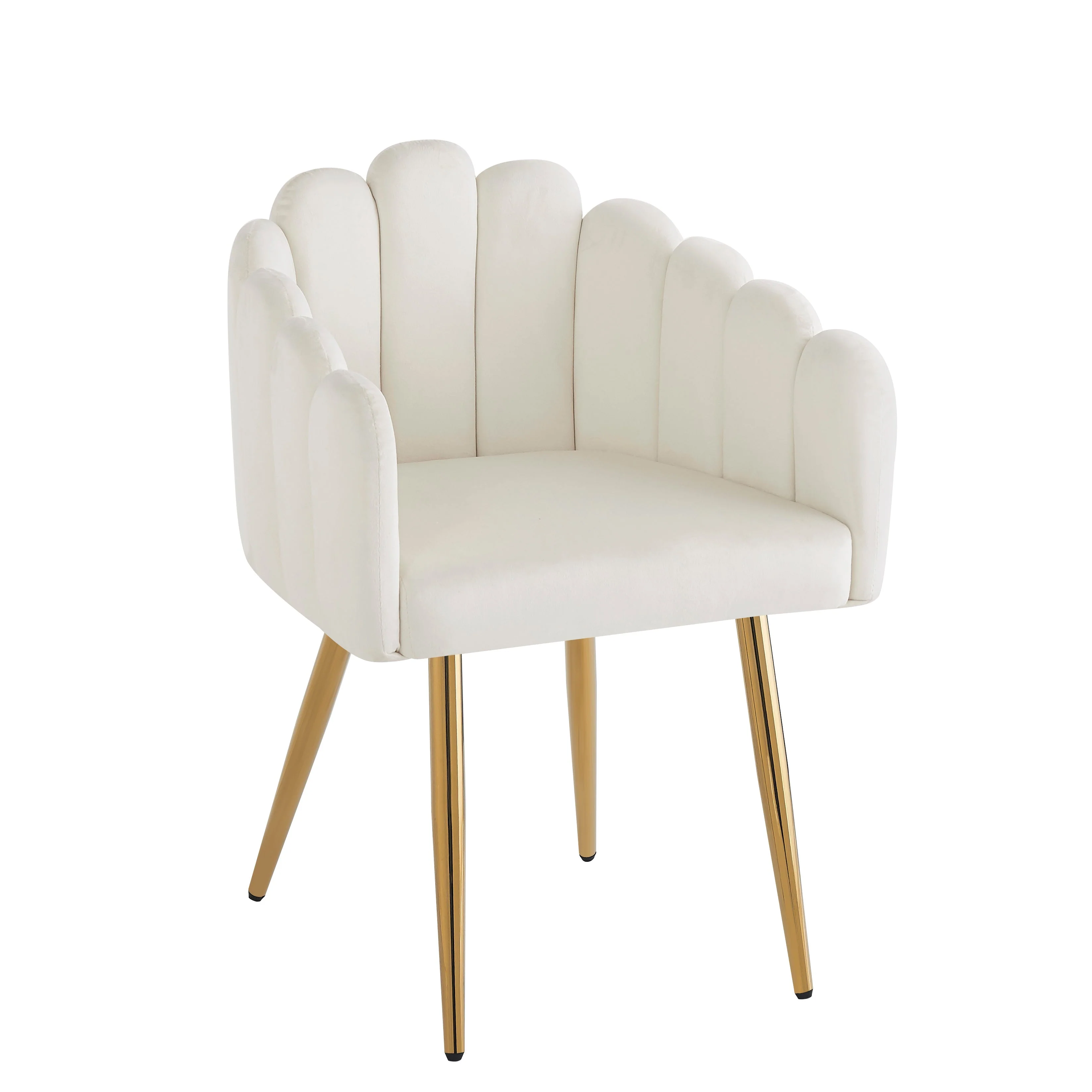 Dining Chair Set of 2 Fan-Shaped Adjustable Gold Legs - Velour Fabric - Image 10