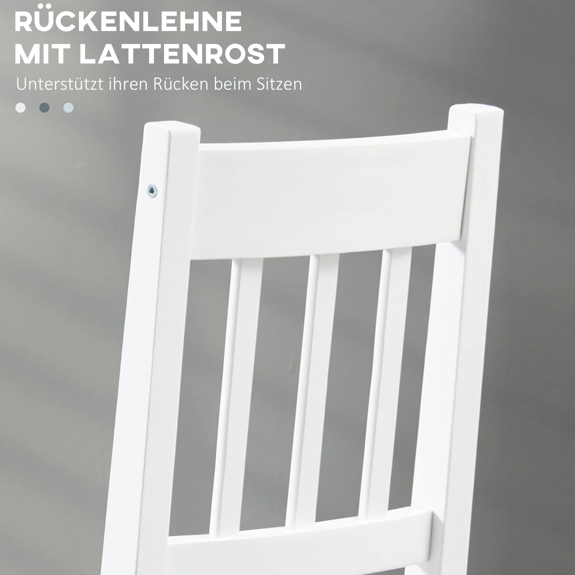 Dining Chair Set of 2, Kitchen Chairs with Backrest, Pinewood, Grey - Image 5