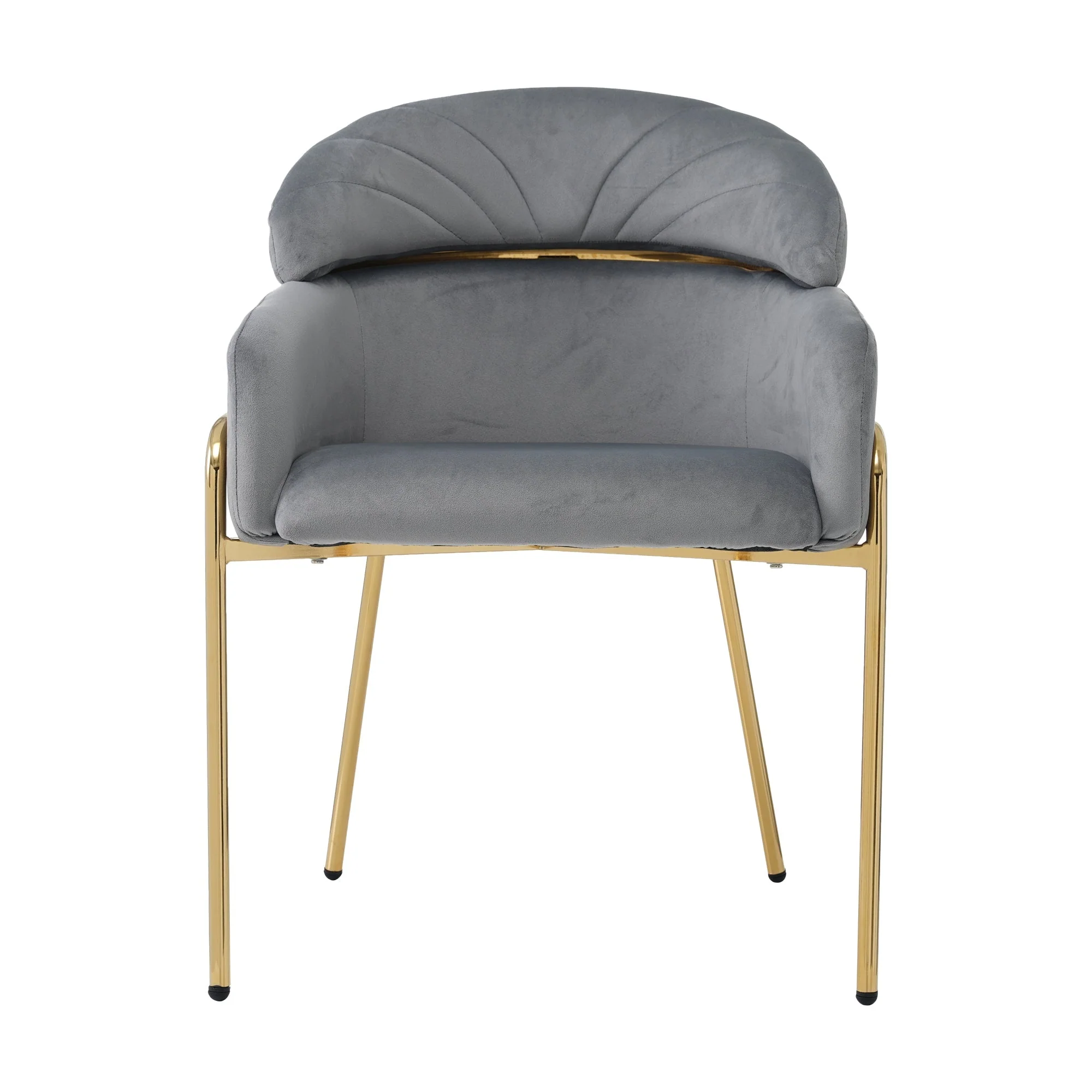 Dining Chair Set of 4, Leisure Chair with Metal Legs, Grey Velvet - Image 7