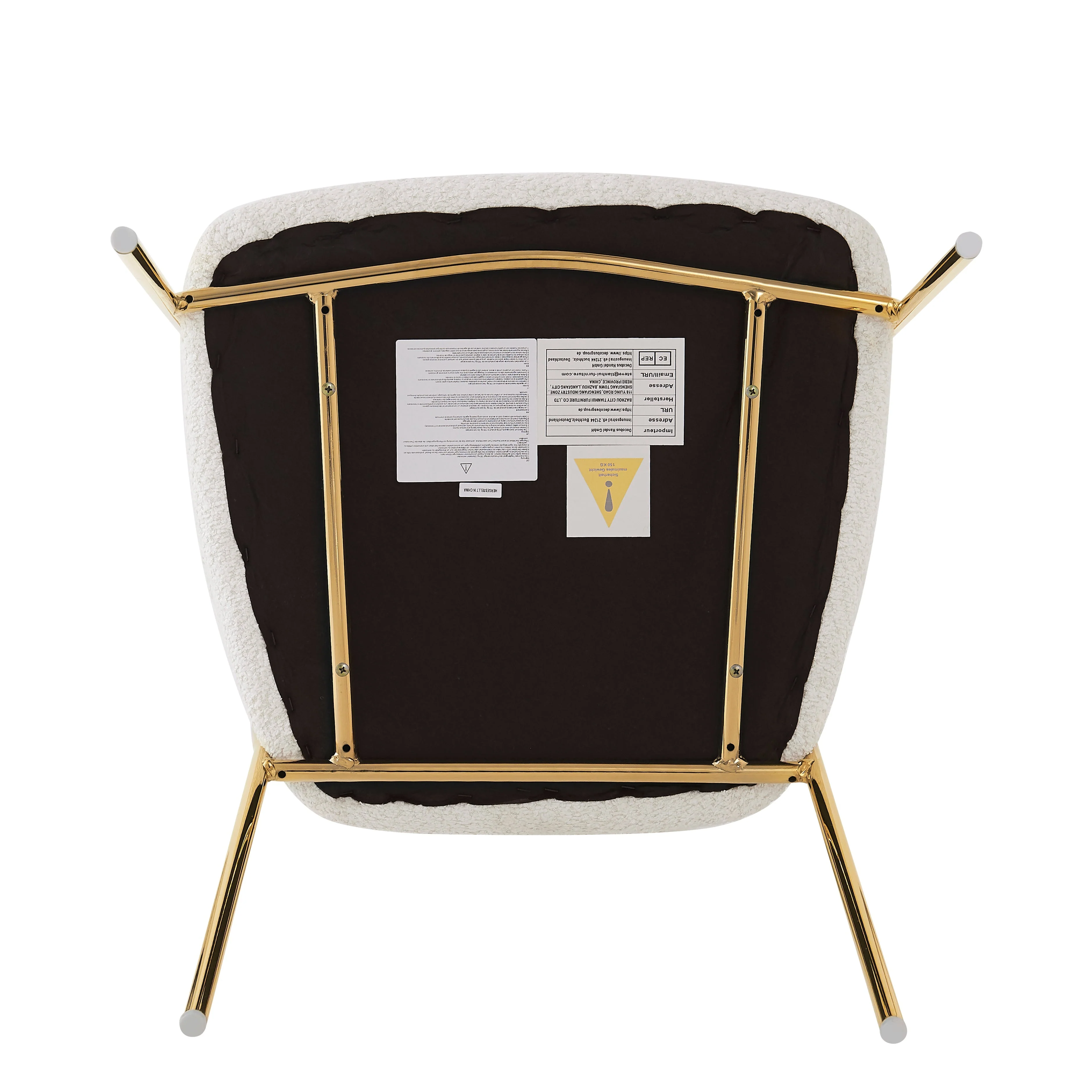 Dining Chair Set of 4 Modern Ergonomic Gold Legs - Beige - Image 6