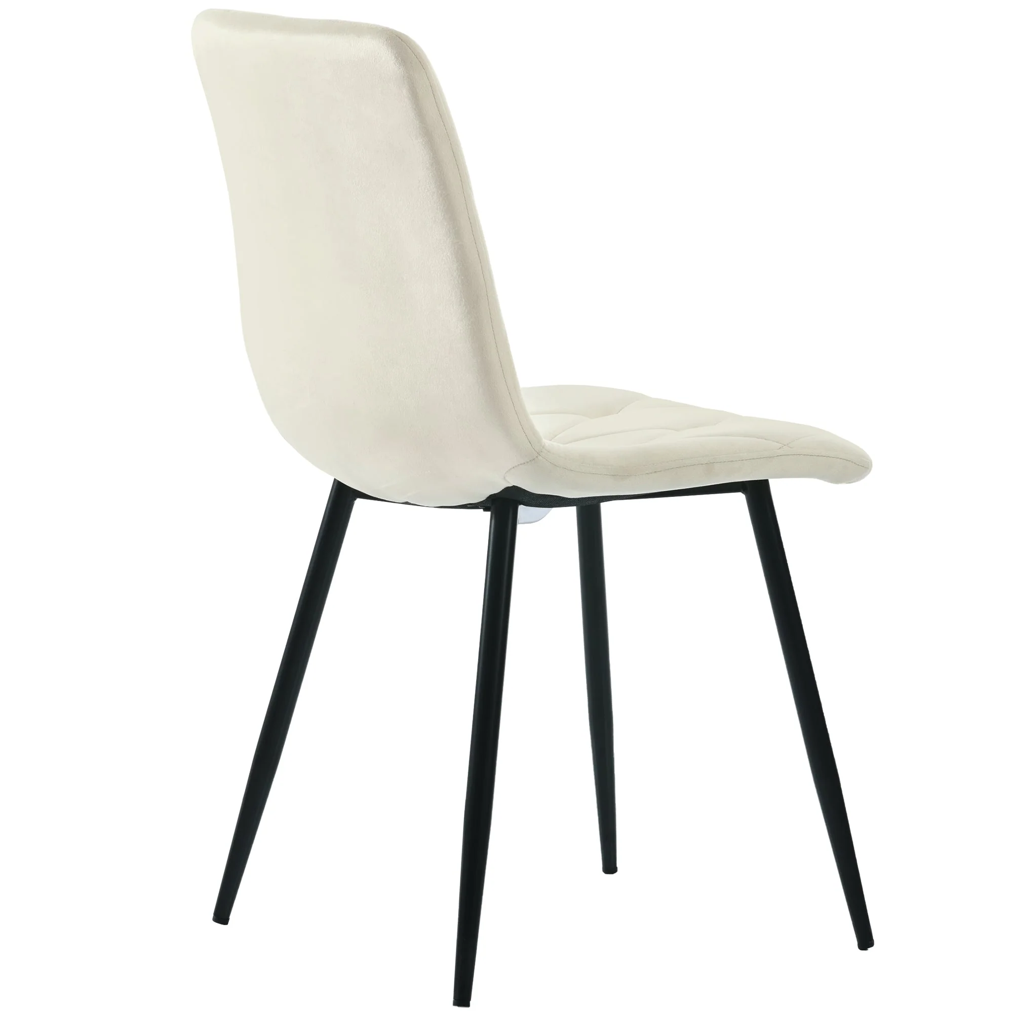 Dining Chair Set of 4 Upholstered Twill Velvet with Backrest Metal Legs Beige - Image 8