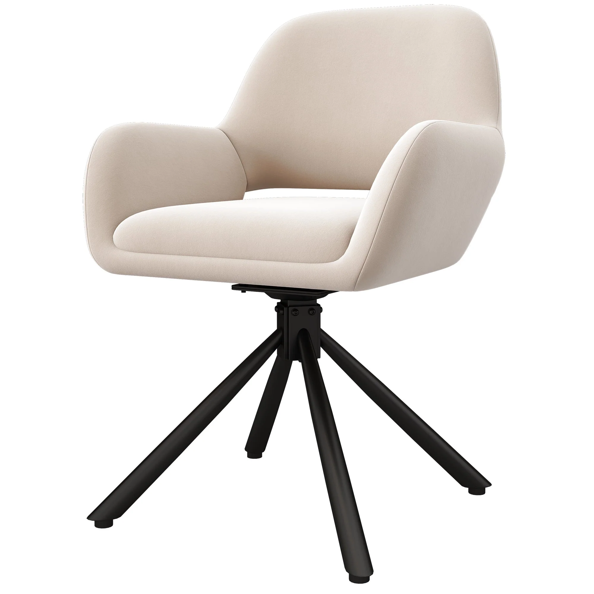Dining Chair Set of 6 Swivel Modern With Handrails Velvet Beige - Image 8