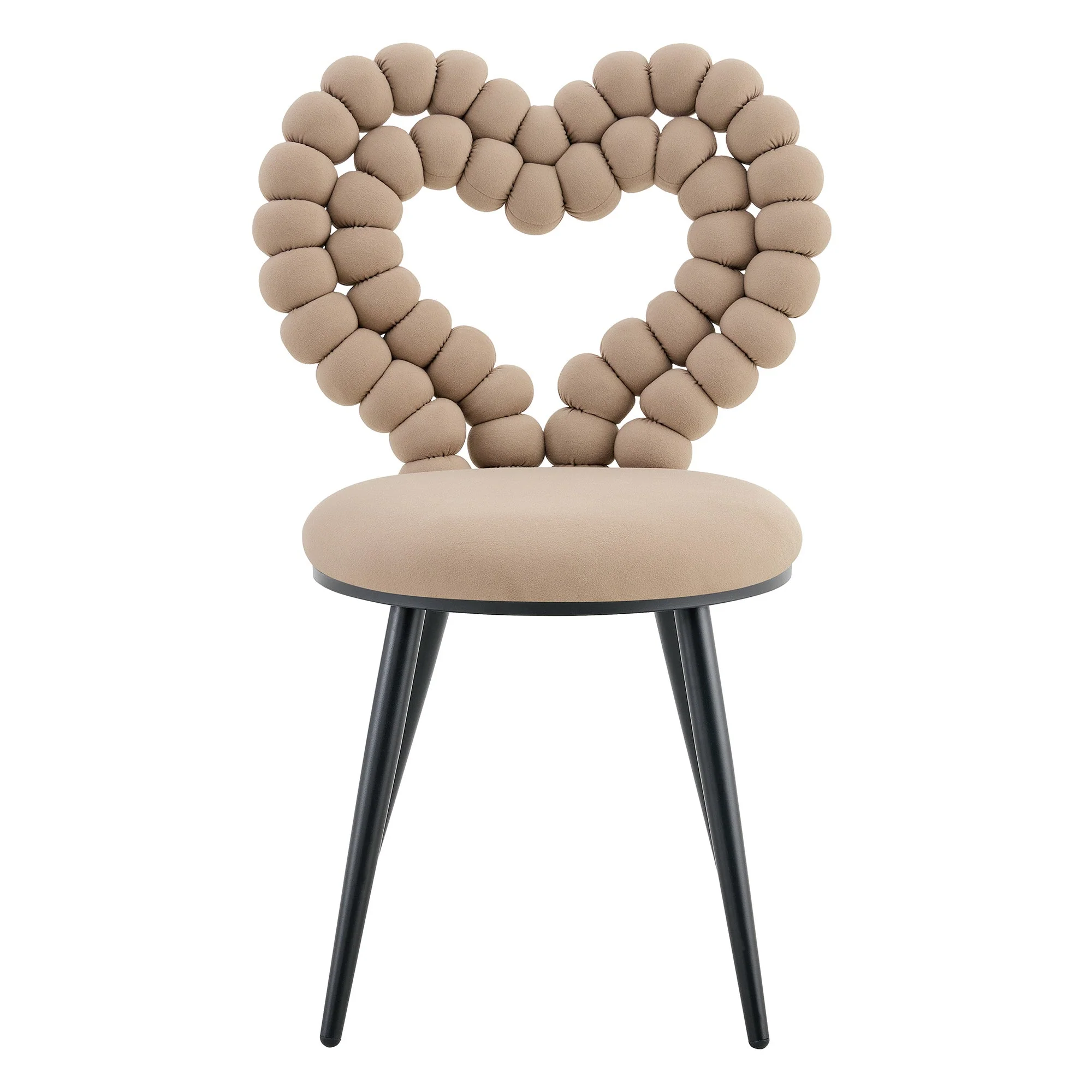 Dining Chairs Set of 2 Cutout Back Metal Legs - Camel Velvet - Image 10