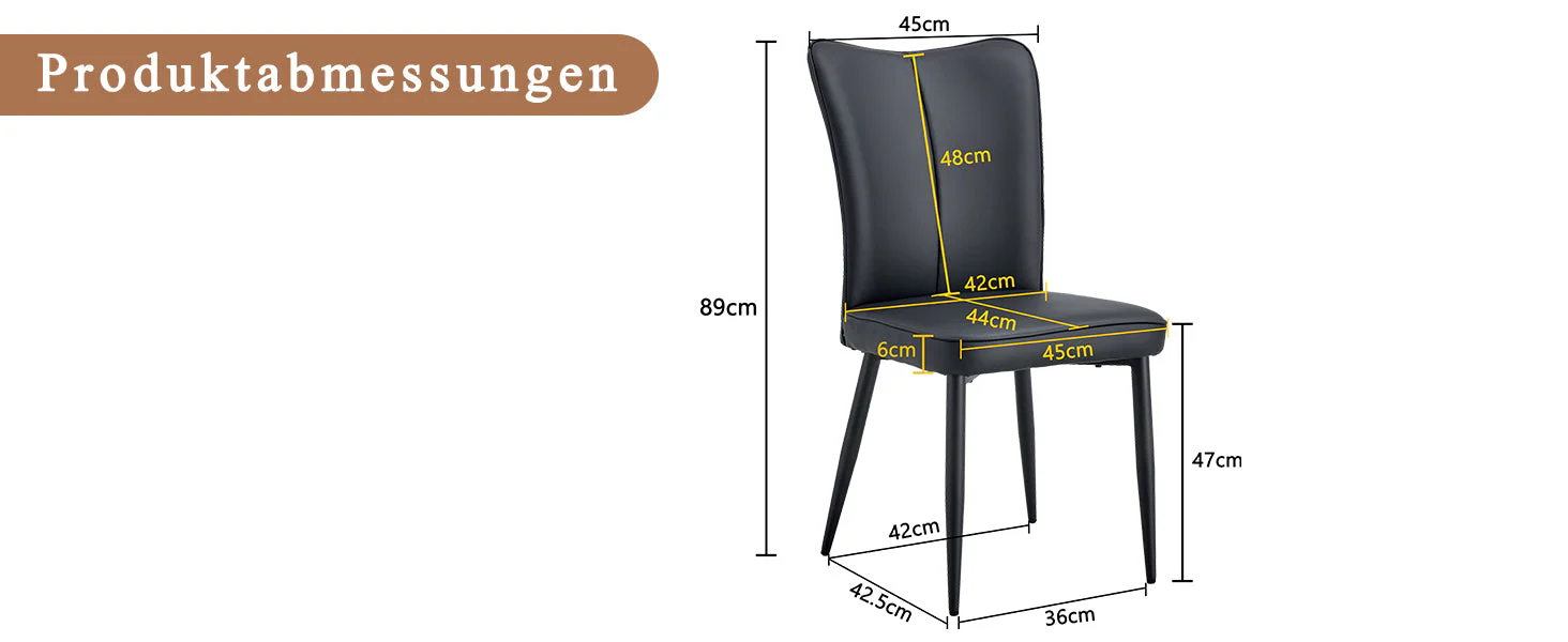 Dining Chairs Set of 2 Modern Design 89cm High - Black PU - Image 8