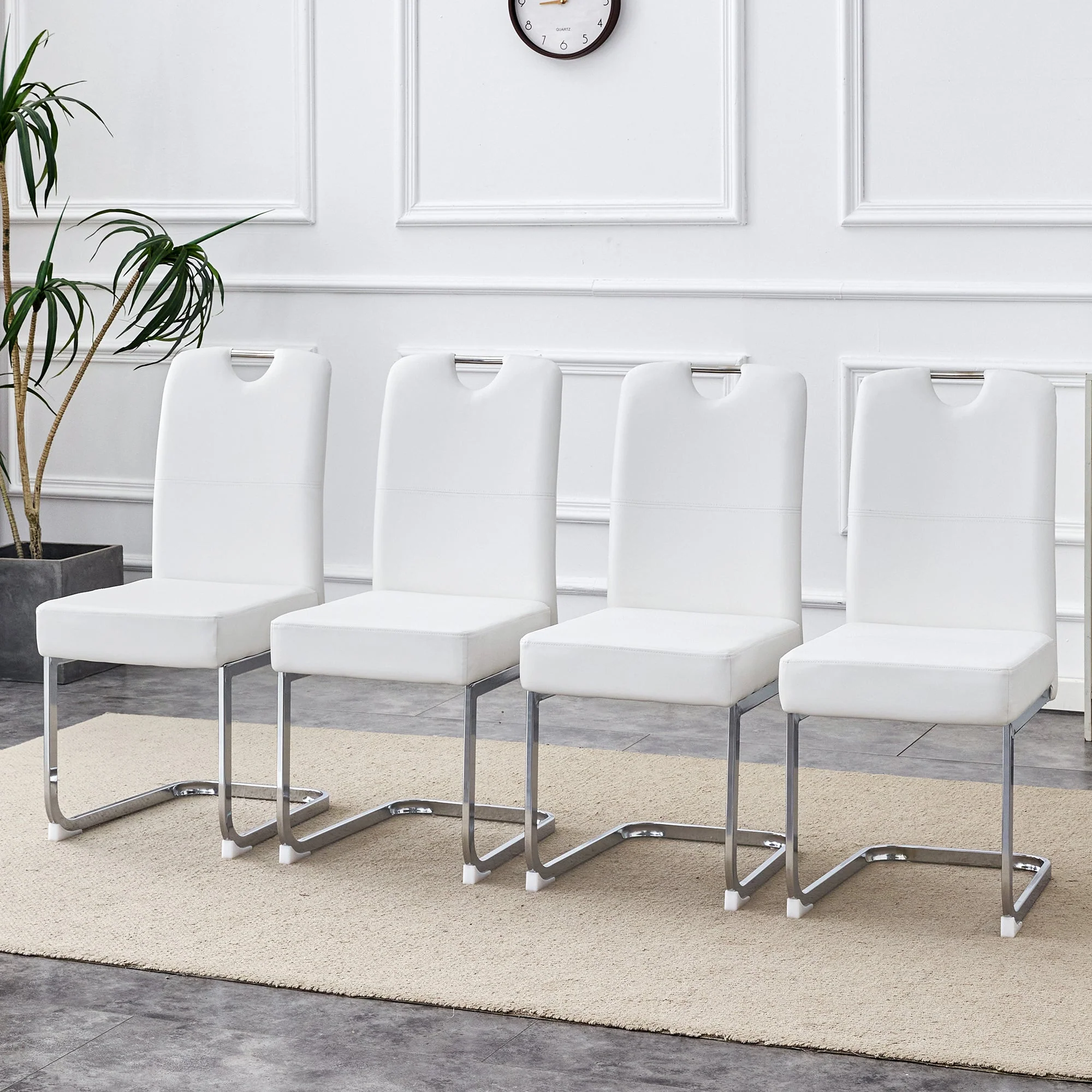 Dining Chairs Set of 2 Thickened Spring Ergonomic - White - Image 4