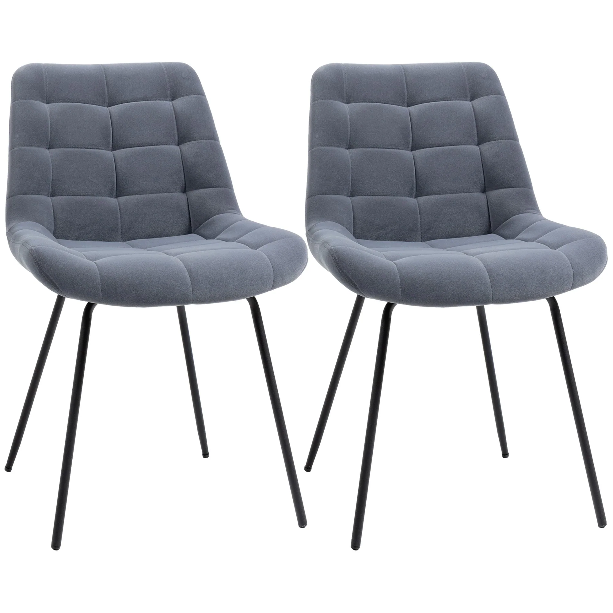 Dining Chairs, Set of 2 Upholstered Velvet, Steel Legs, Grey