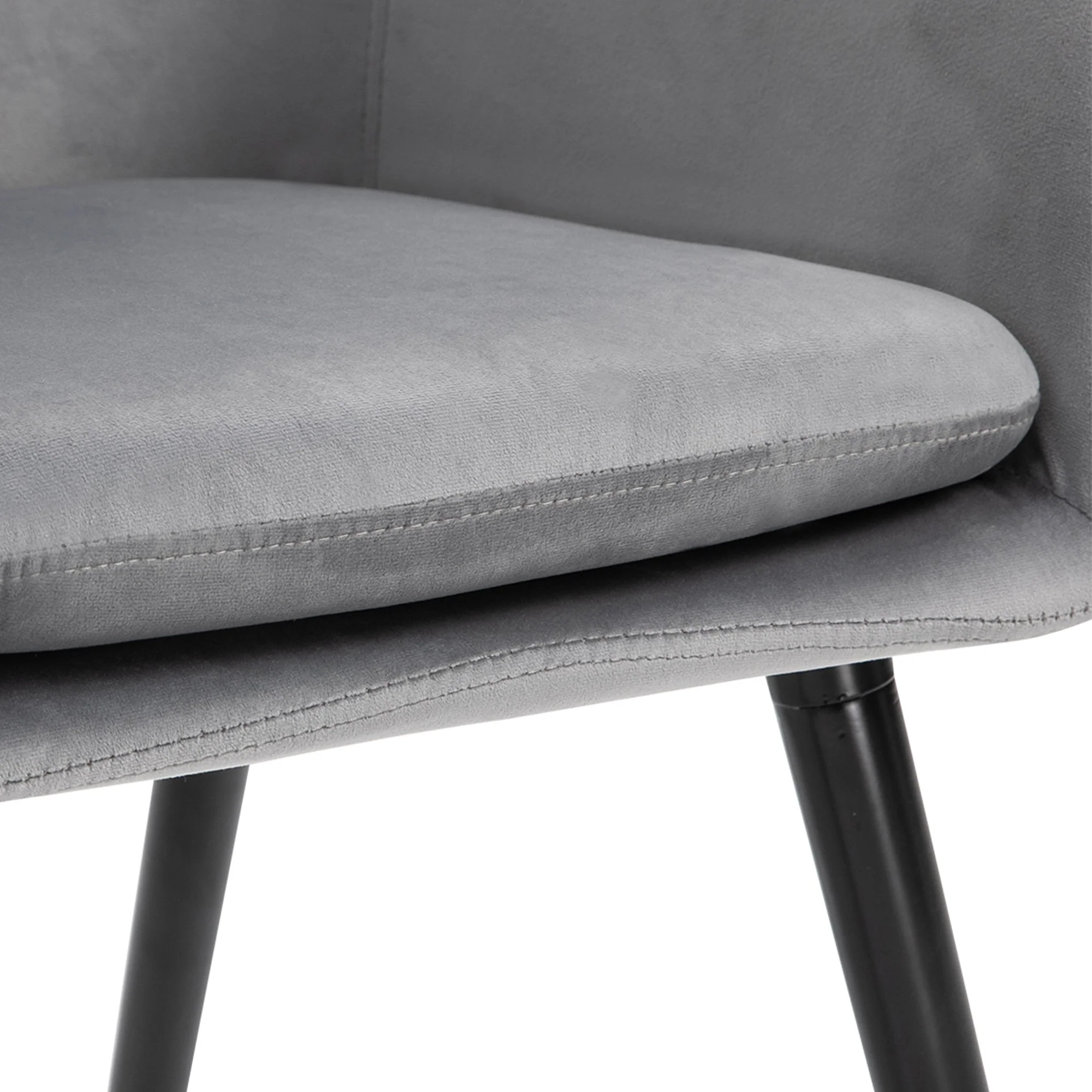 Dining Chairs, Set of 2, Upholstered with Backrest, Velvet Grey - Image 7