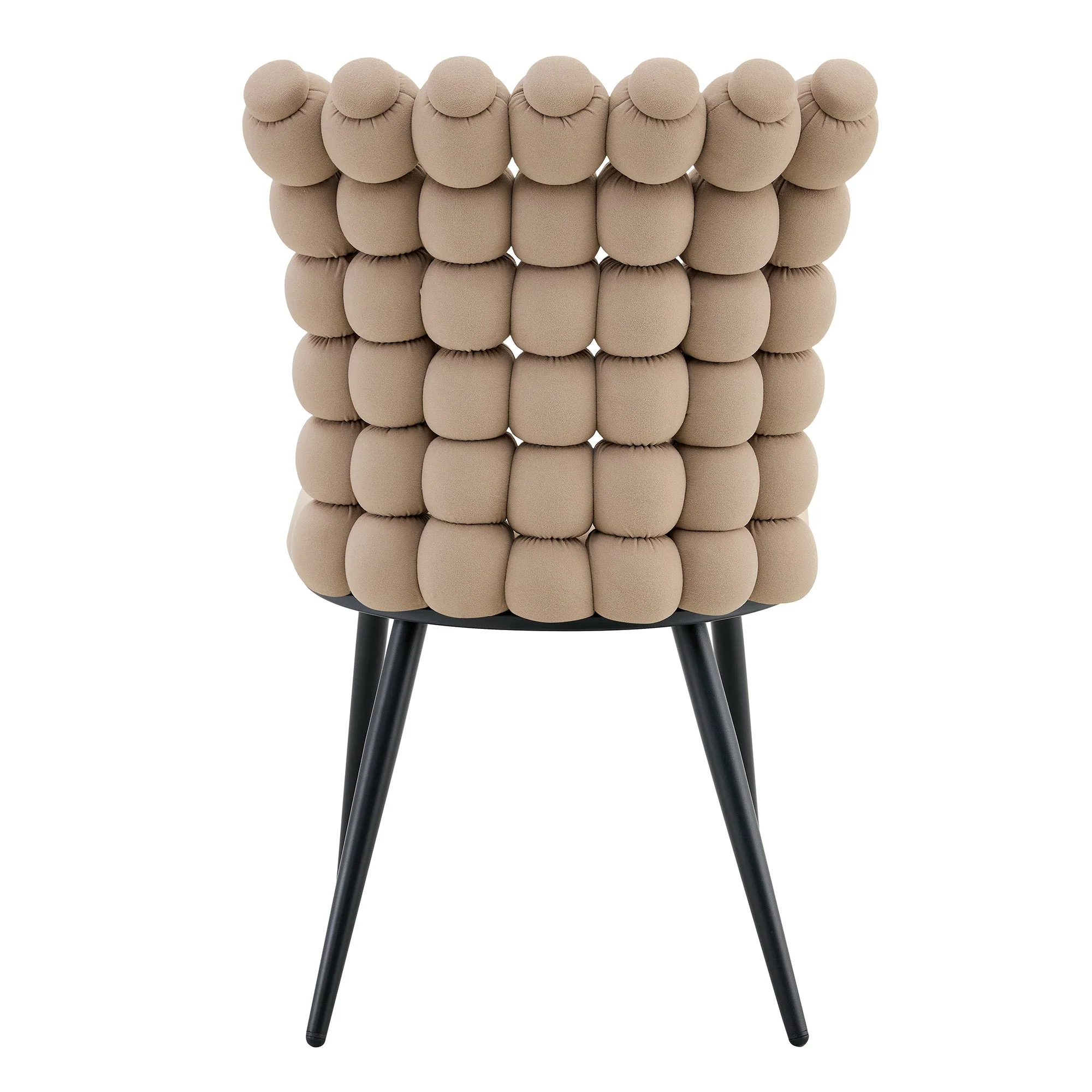 Dining Chairs (Set of 2) Velvet Beaded Chain Black Metal Legs - Camel - Image 10