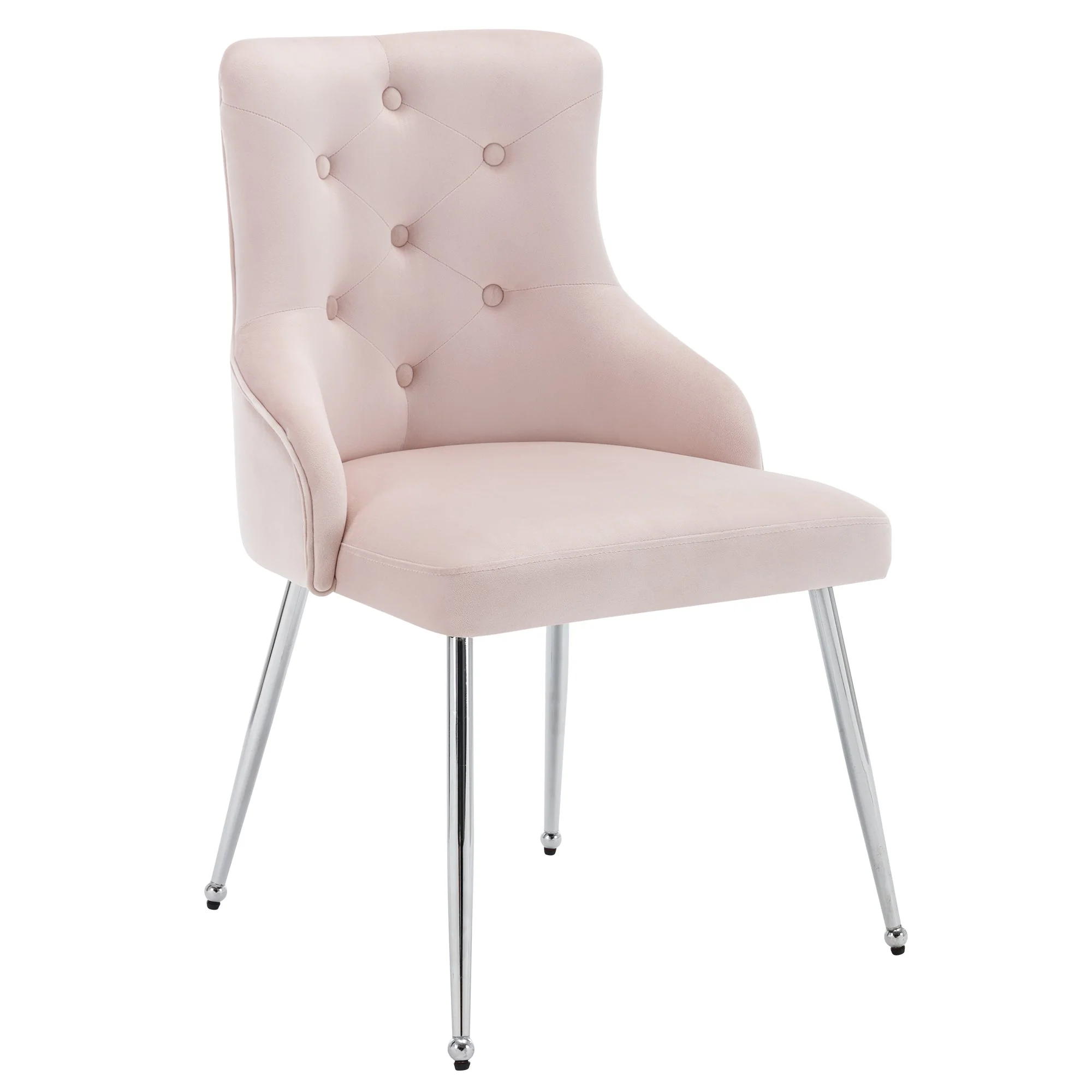 Dining Chairs Set of 2 with Button Pattern and Lumbar Cushion, Pink - Image 8