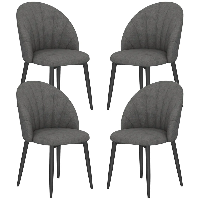 Dining Chairs, Set of 4 Armless Steel Legs, Velvet Look Grey - Image 2
