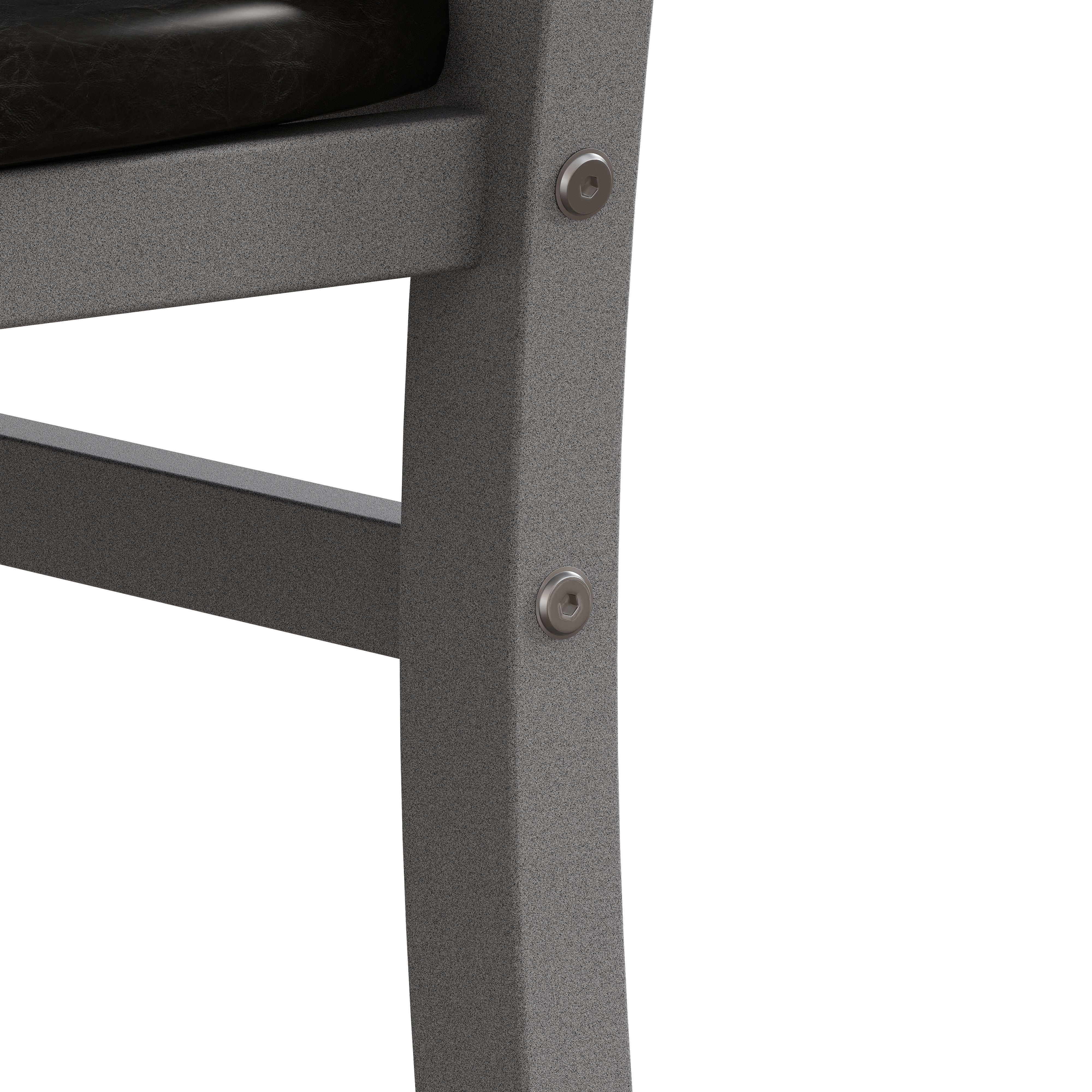 Dining Chairs - Set of 4, High Back Armless, Steel & PU Leather, Grey - Image 9