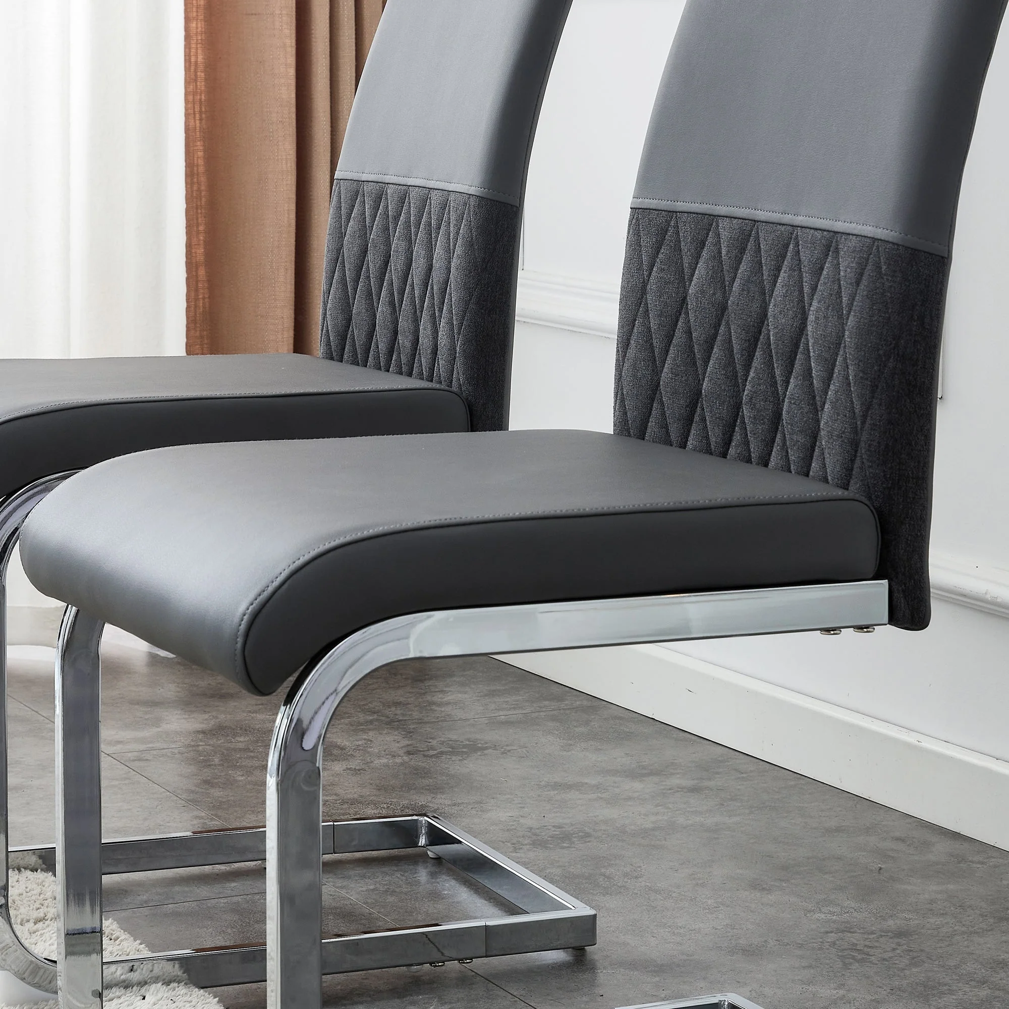 Dining Chairs (Set of 4), High Back Upholstered Side Chair, Grey - Image 6