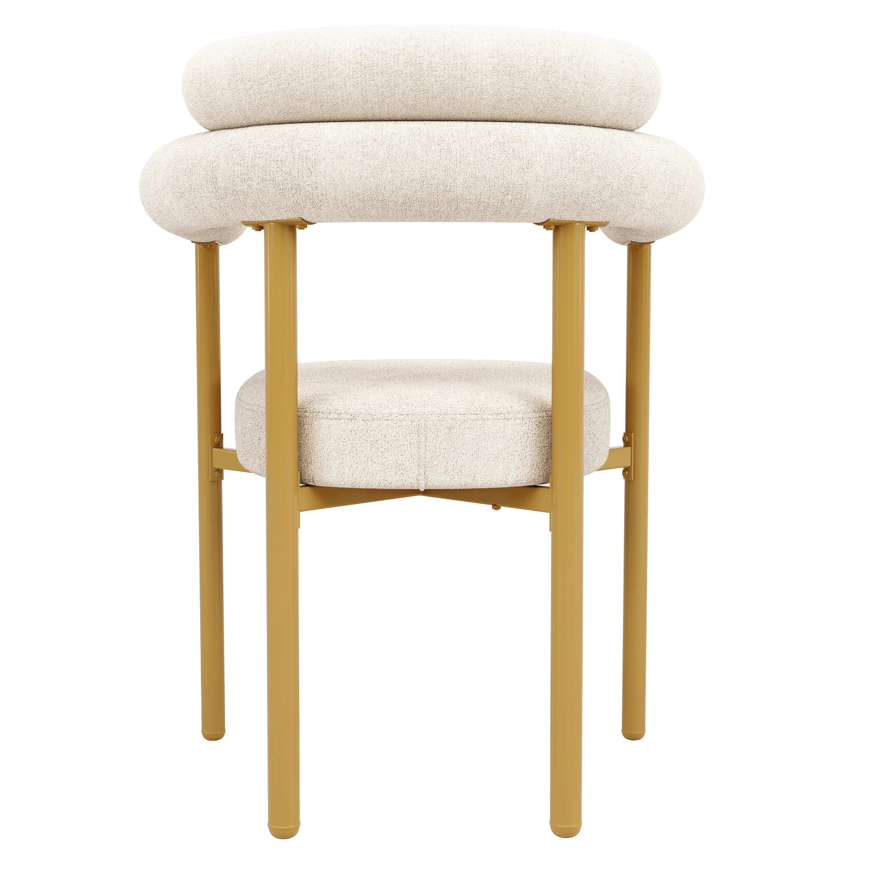 Dining Chairs Set of 6 Modern Comfortable Ring Seats Gold Legs Beige Suede - Image 10