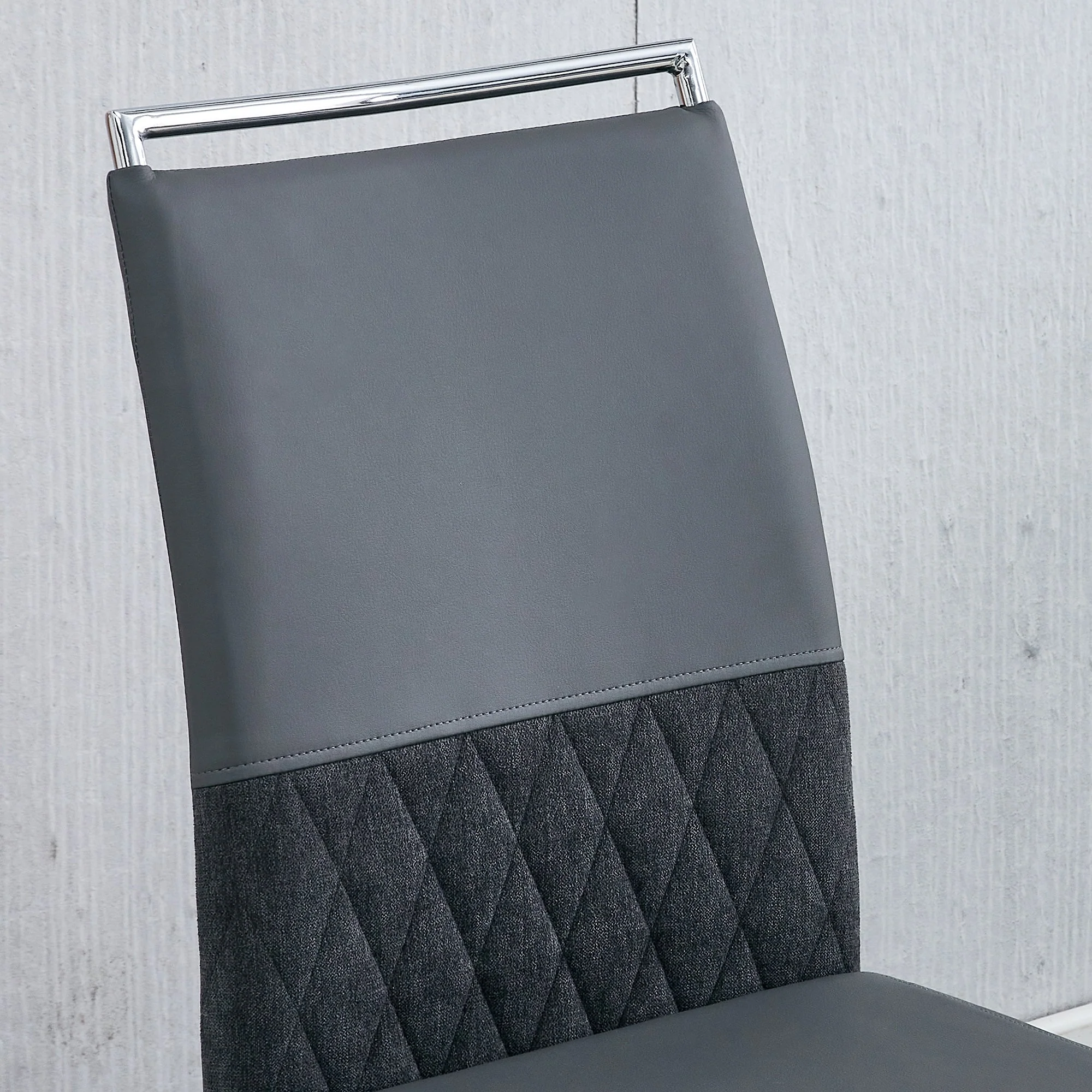 Dining Chairs (Set of 6), Upholstered Side, Grey - Image 5