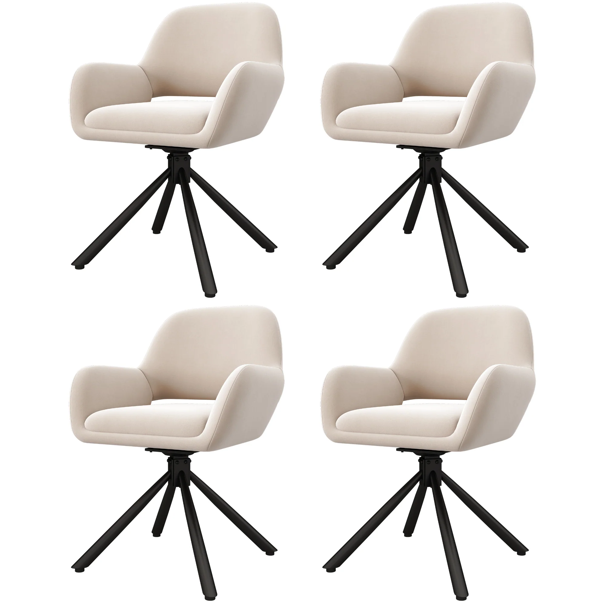 Dining Room Set with Extendable Storage Table and 4 Velvet Chairs, White - Image 7