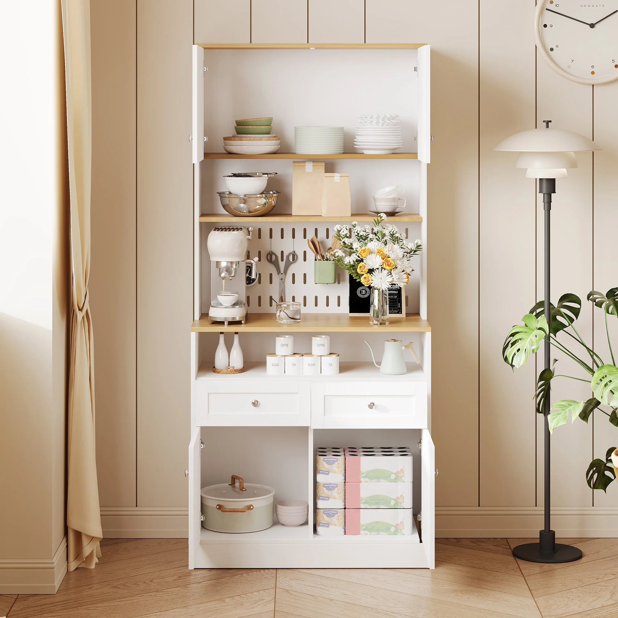 Dining Room Sideboard Buffet with 2 Drawers 4 Doors - White - Image 8