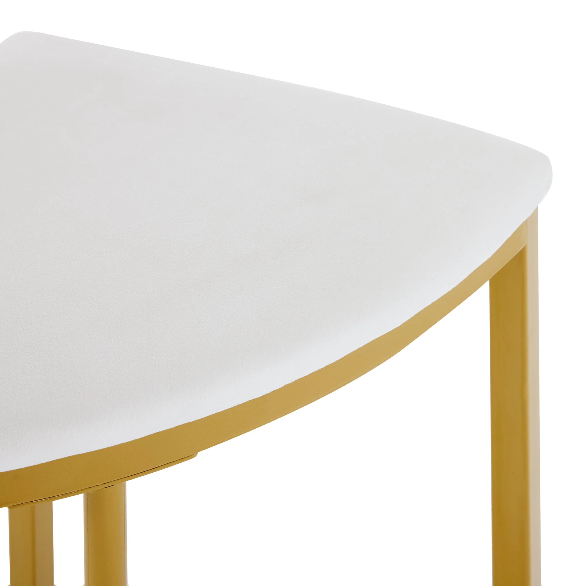 Dining Room Table Set with Four Chairs, MDF Tabletop, Gold-Plated Iron Frame, Velvet Chair, White - Image 4