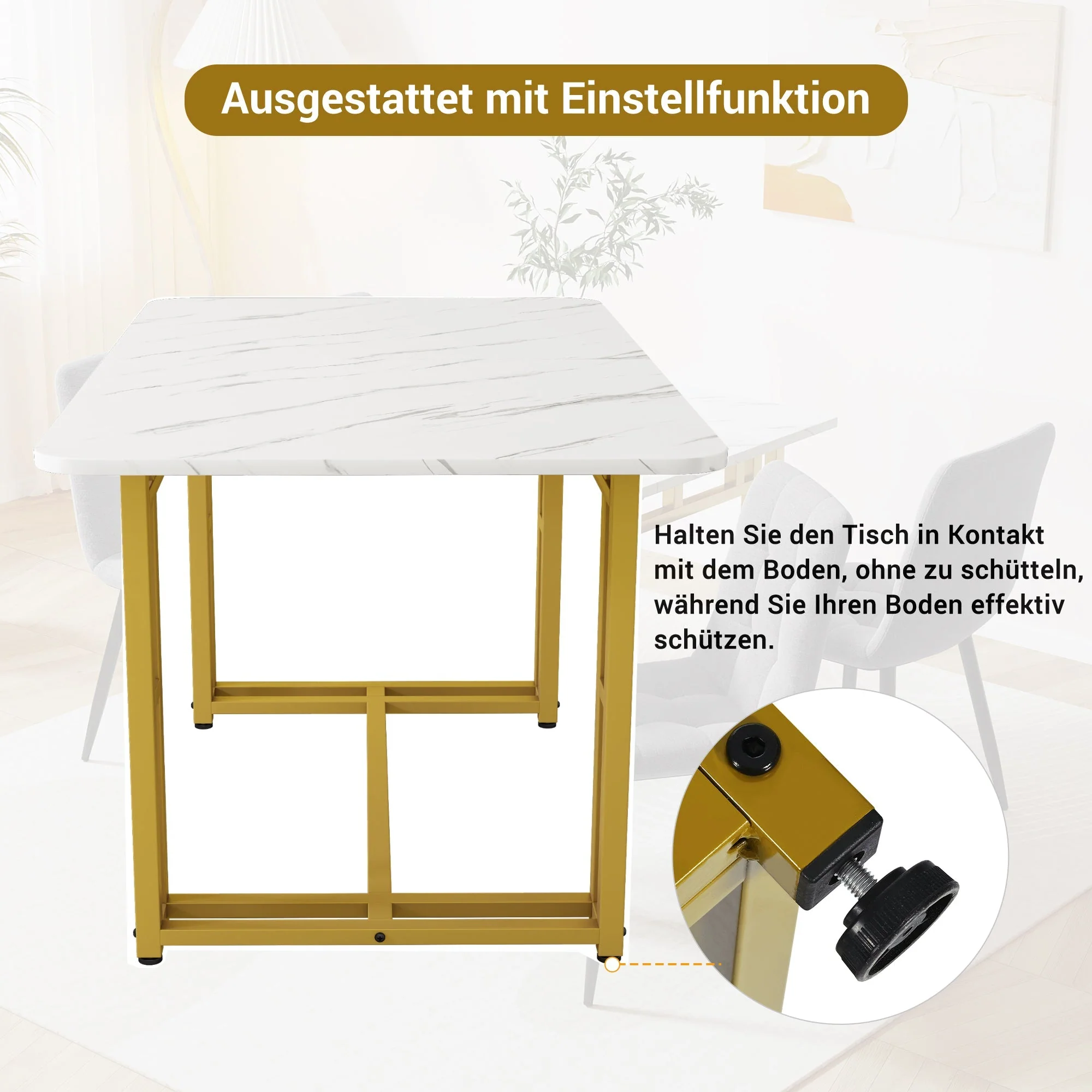 Dining Set 120x70cm with 4 Chairs Modern Gold Iron Leg Dark Green Velvet - Image 9