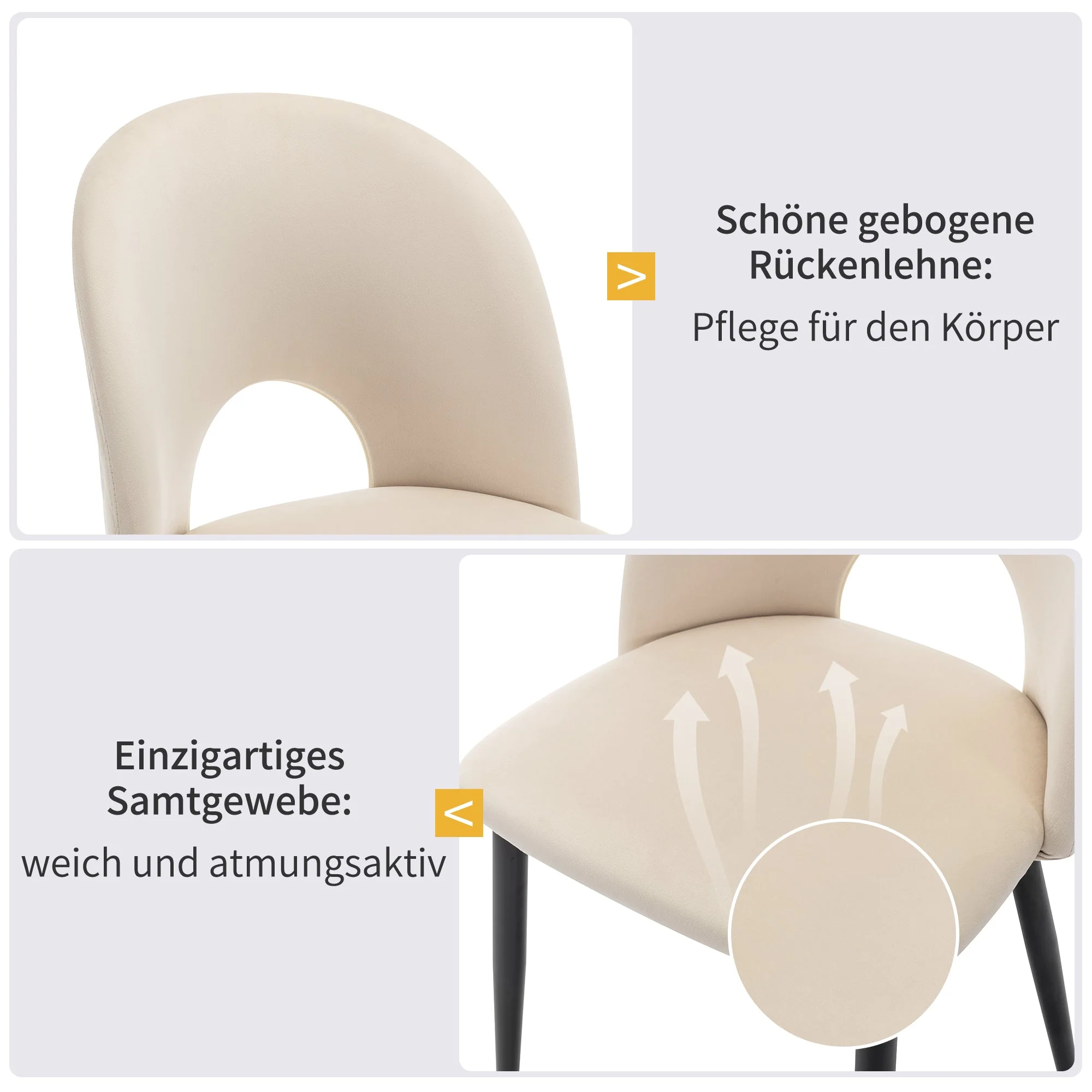 Dining Set, 140x80cm Table with 4 Velvet Chairs, Beige & Gray - Image 10