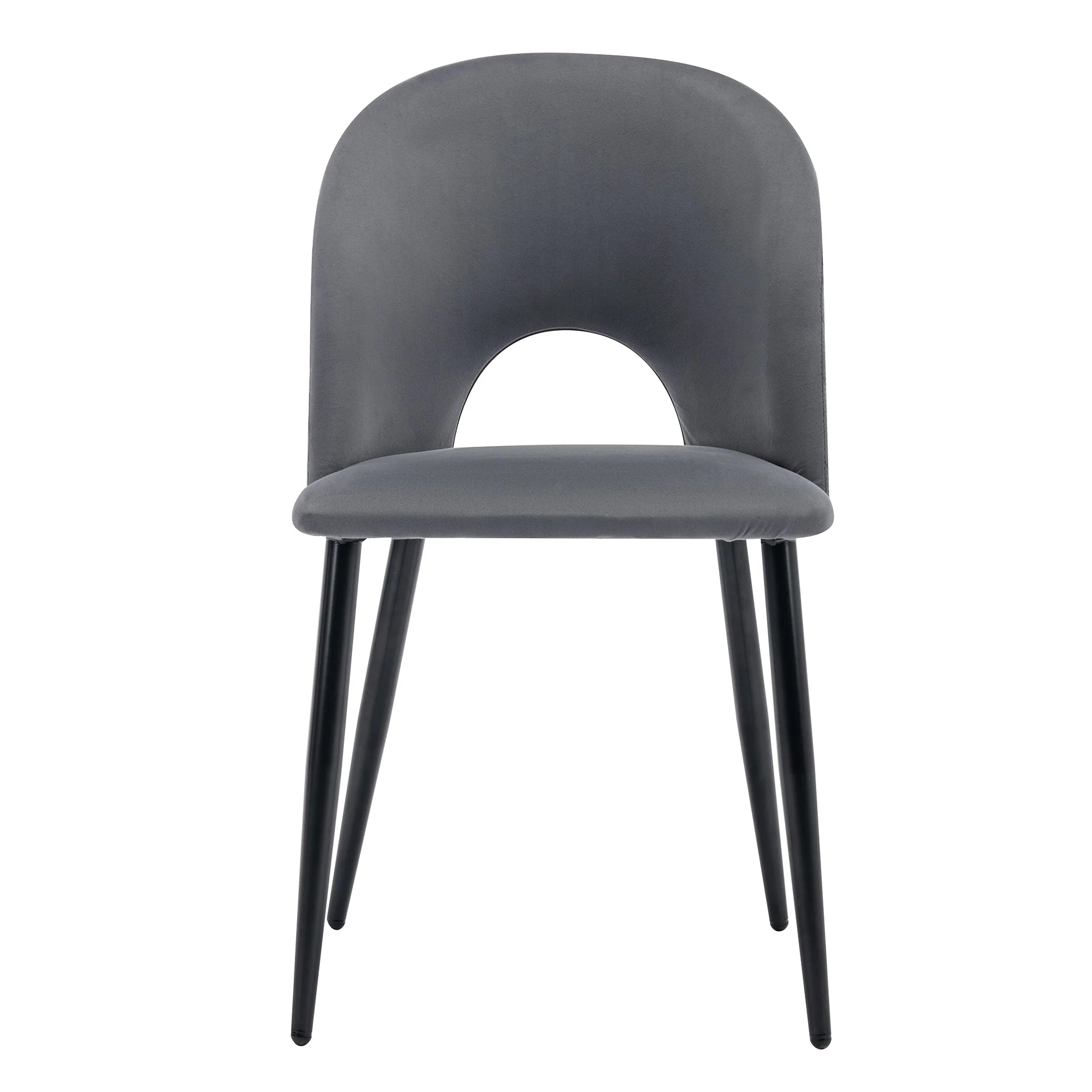 Dining Set, 140x80cm with 4 Chairs, Velvet, Gray/White/Black - Image 8