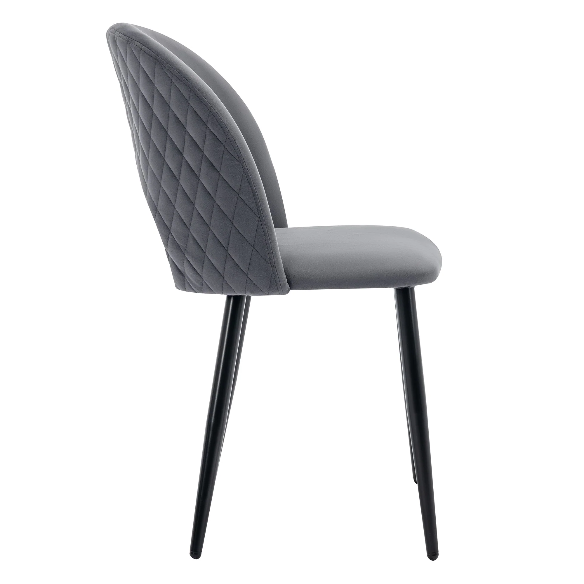 Dining Set, 140x80cm with 4 Velvet Chairs, Gray MDF & Black Legs - Image 10