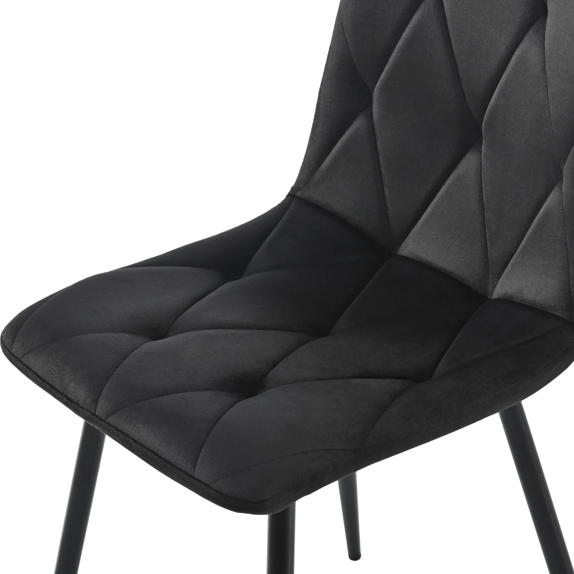 Dining Set 5-Piece 117x68cm Rectangular Table with 4 Chairs Black Twill Velvet Black Legs - Image 7