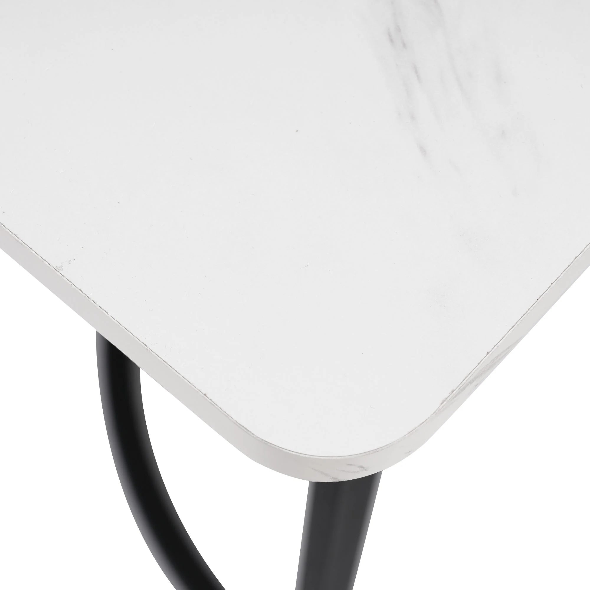 Dining Set 5-Piece 140x80cm Table White MDF Black Metal Legs Dark Green Velvet - Image 10