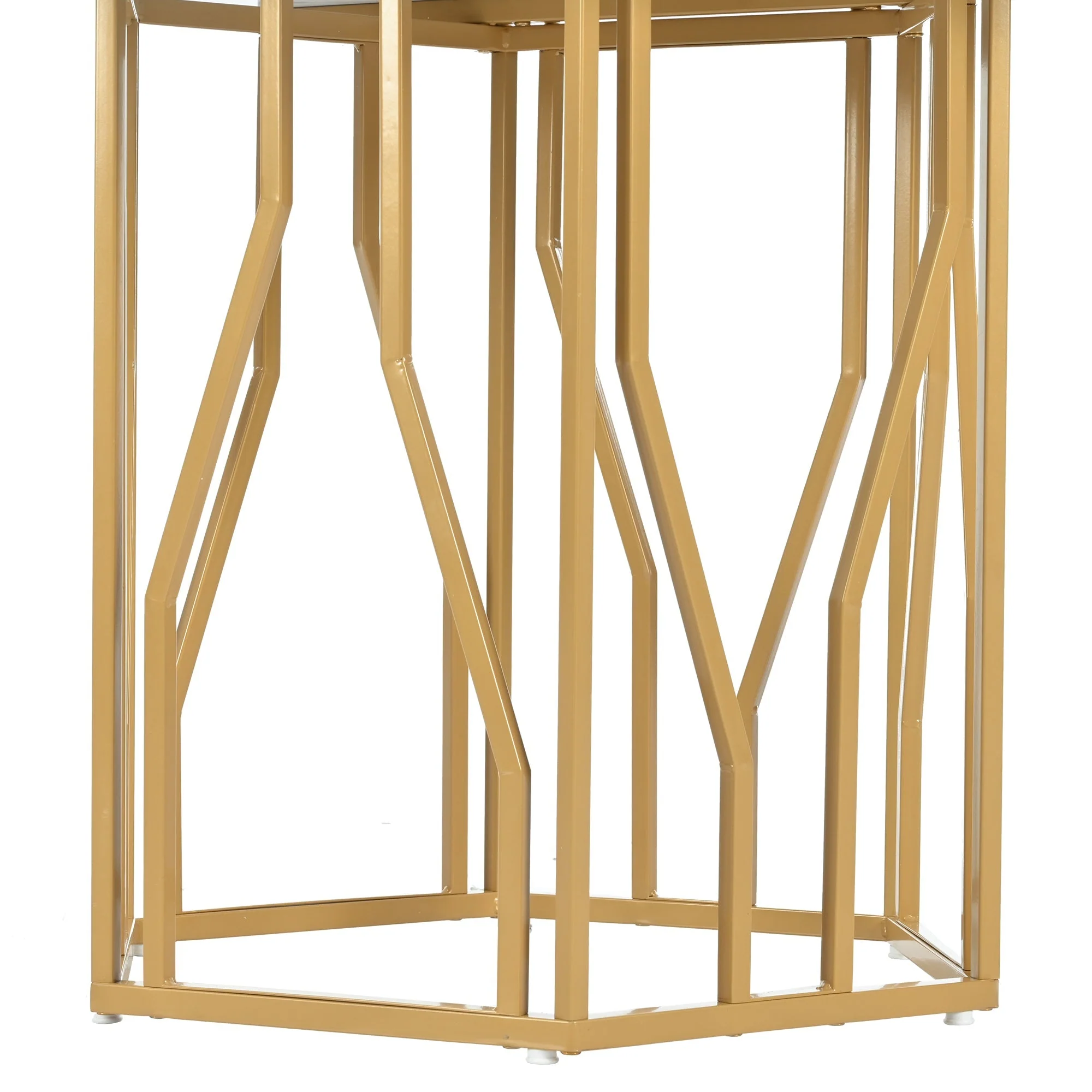 Dining Set (5-Piece) Modern Hexagonal Marble Table 4 Green Velvet Chairs Gold Legs - Image 9